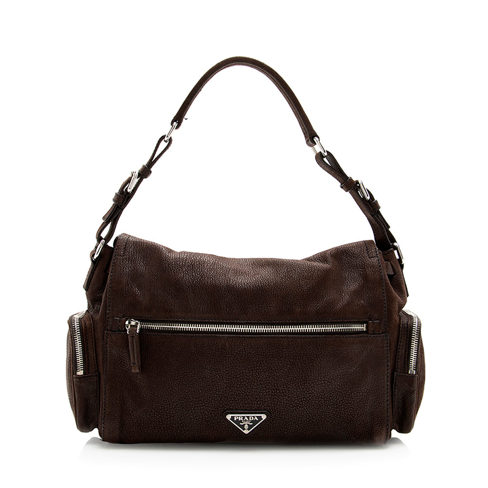 Prada Cervo Antic Easy Pushlock Shoulder Bag Shf Flap