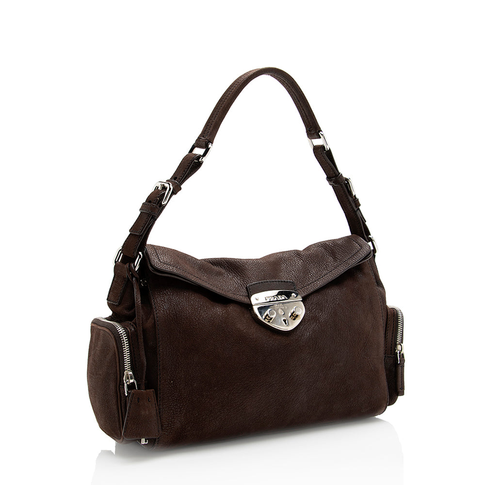 Prada Cervo Antic Easy Pushlock Shoulder Bag Shf Flap