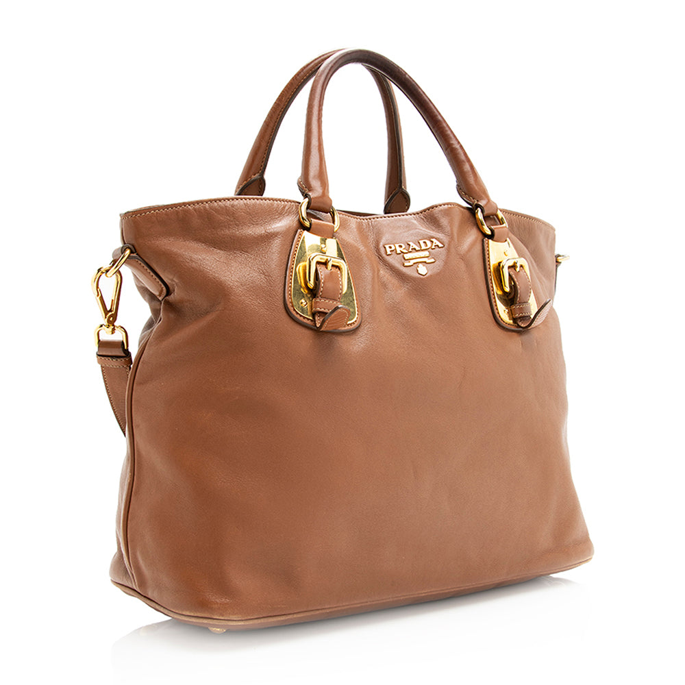Prada Cervo Convertible Tote Shf Leather Tote Bag