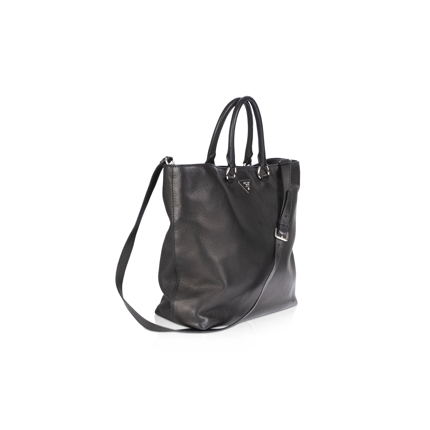 Prada Cervo Shopping Tote Handbag Leather Tote Bag