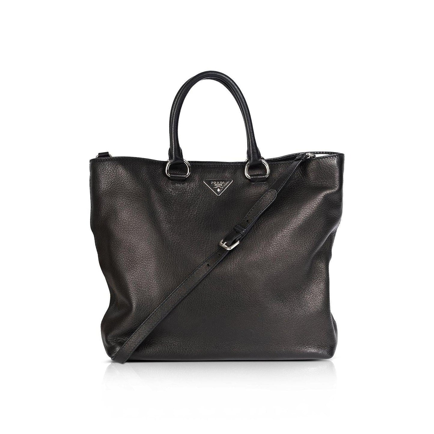 Prada Cervo Shopping Tote Handbag Leather Tote Bag