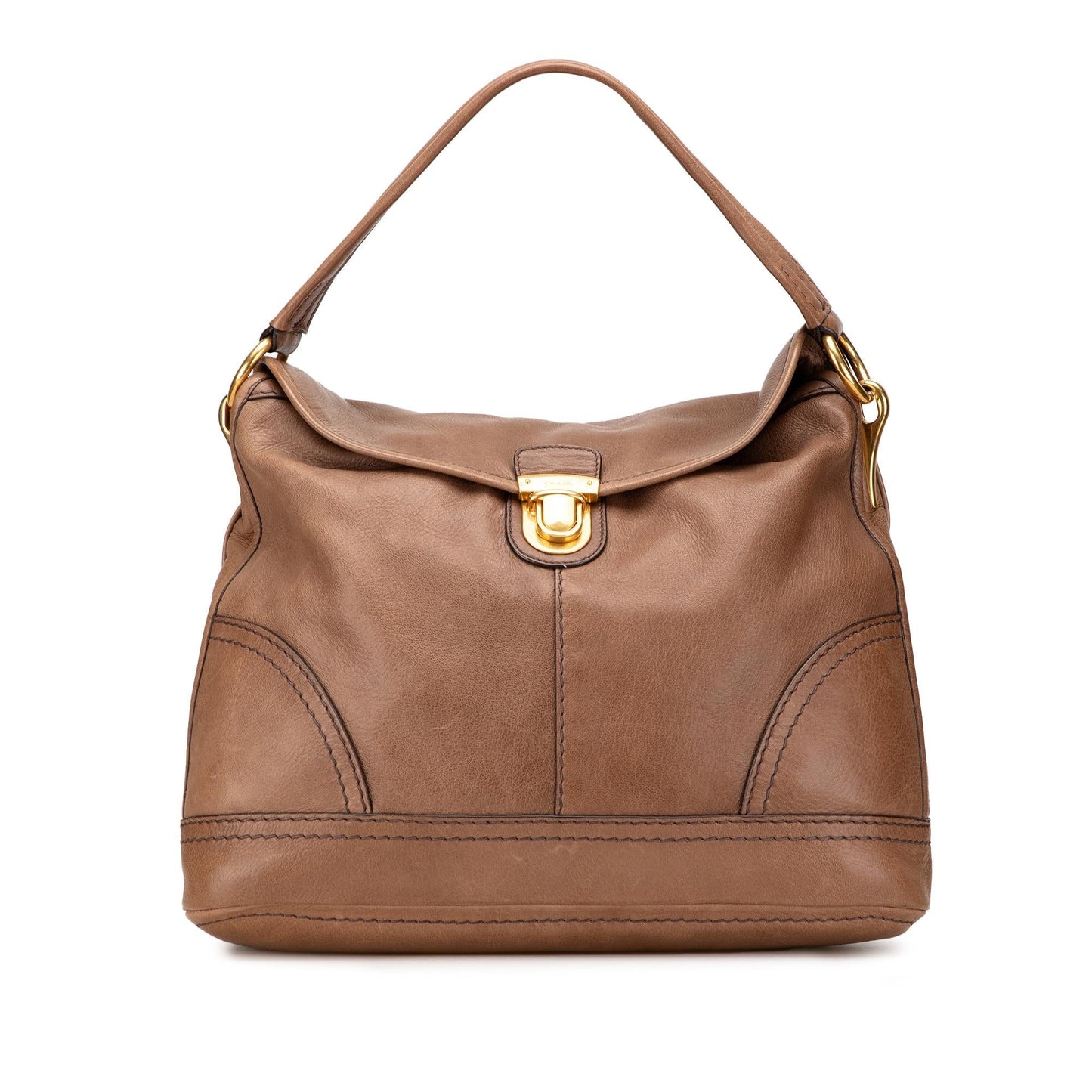 Prada Cervo Shine Hobo Flap Shoulder Bag