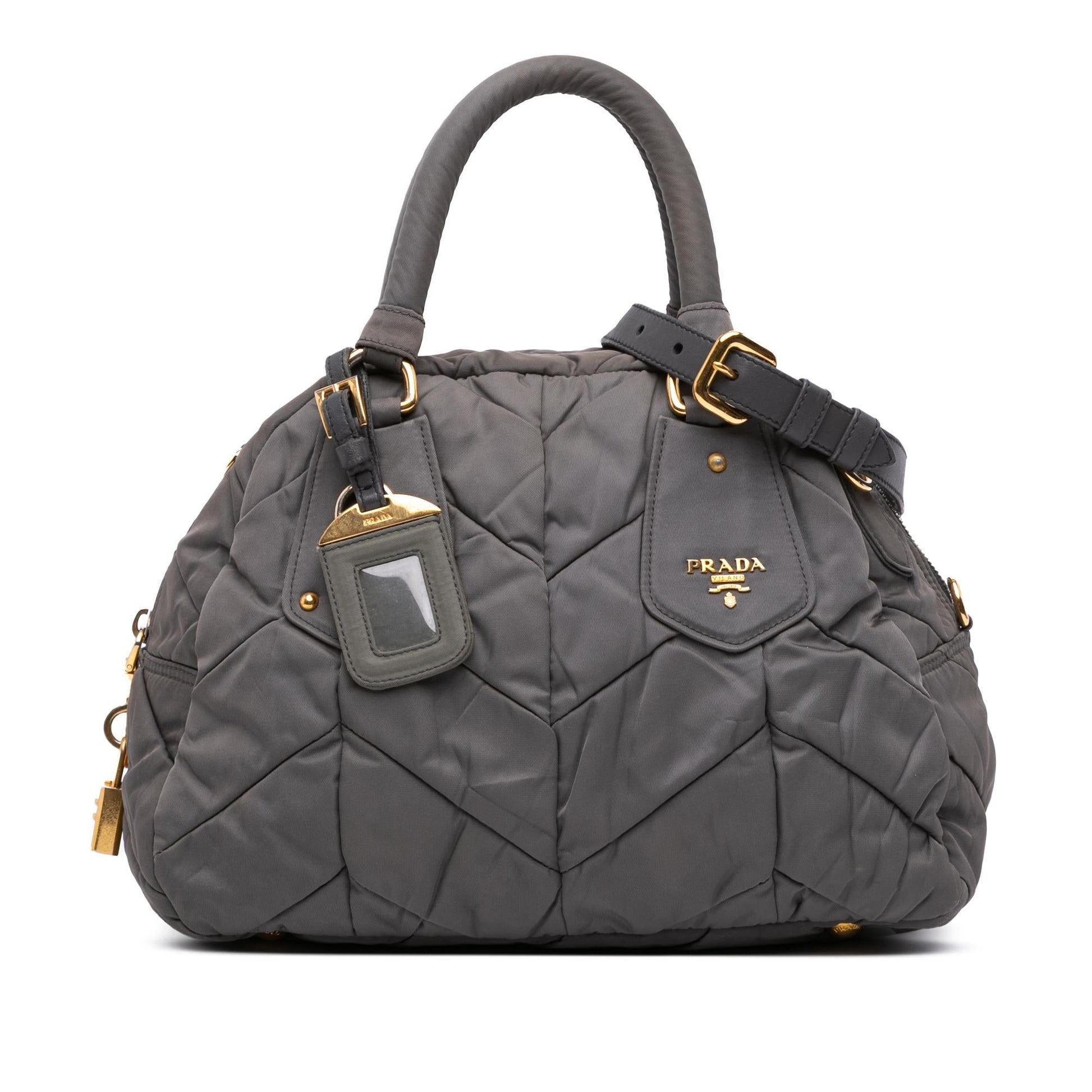 Prada Chevron Tessuto Dome Satchel Quilted Satchel Bag