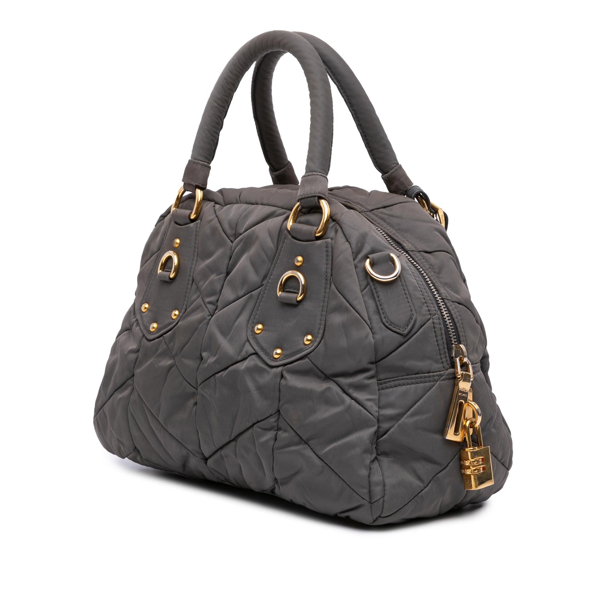 Prada Chevron Tessuto Dome Satchel Quilted Satchel Bag