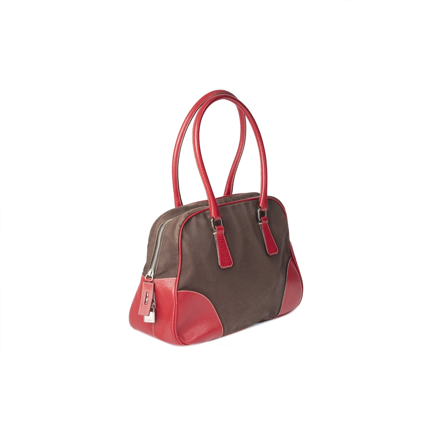 Prada Cinghiale Trimmed Canapa Bowler Bag Travel Bag