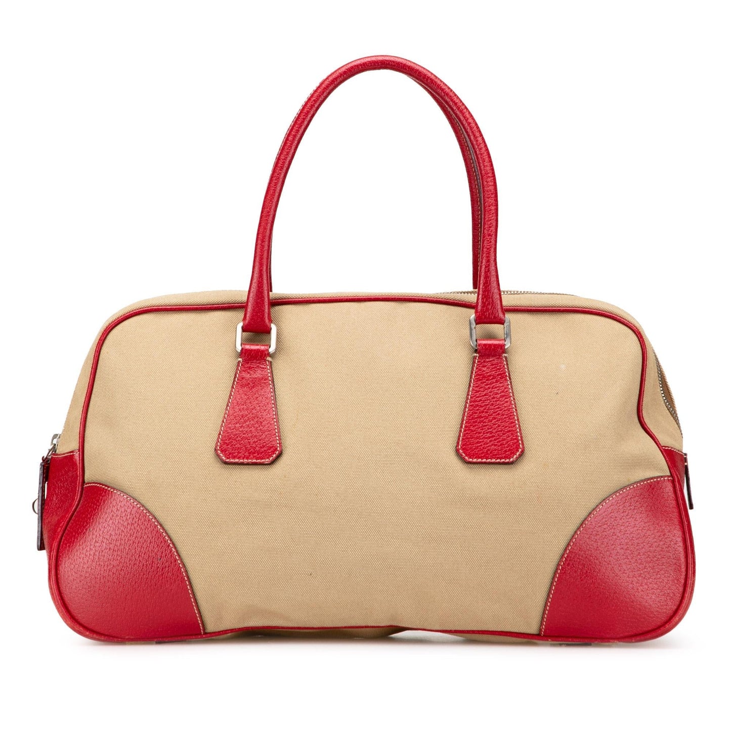 Prada Cinghiale Trimmed Canapa Bauletto Bag Canvas Satchel Bag