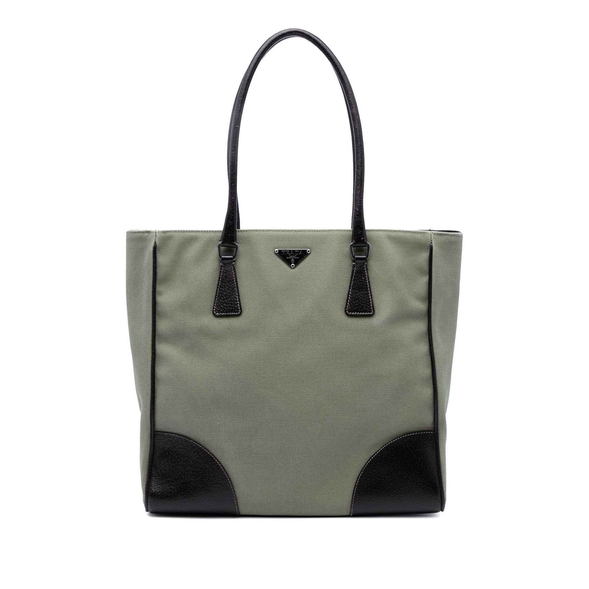 Prada Cinghiale Trimmed Canapa Tote Canvas Tote Bag