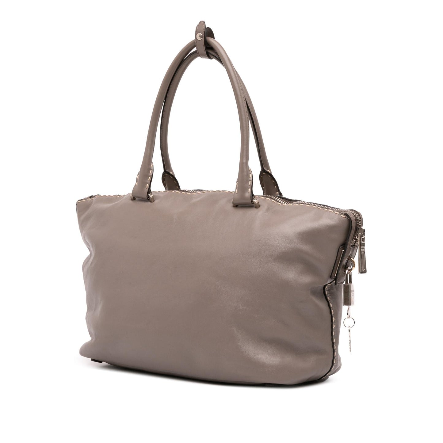 Prada City Calf Hand Stitched Tote Zip Tote Bag