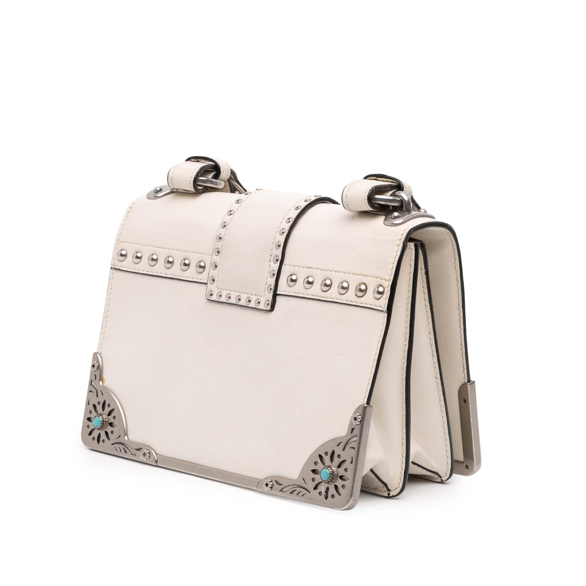 Prada City Calf Studded Folk Cahier Crossbody Crossbody Bag