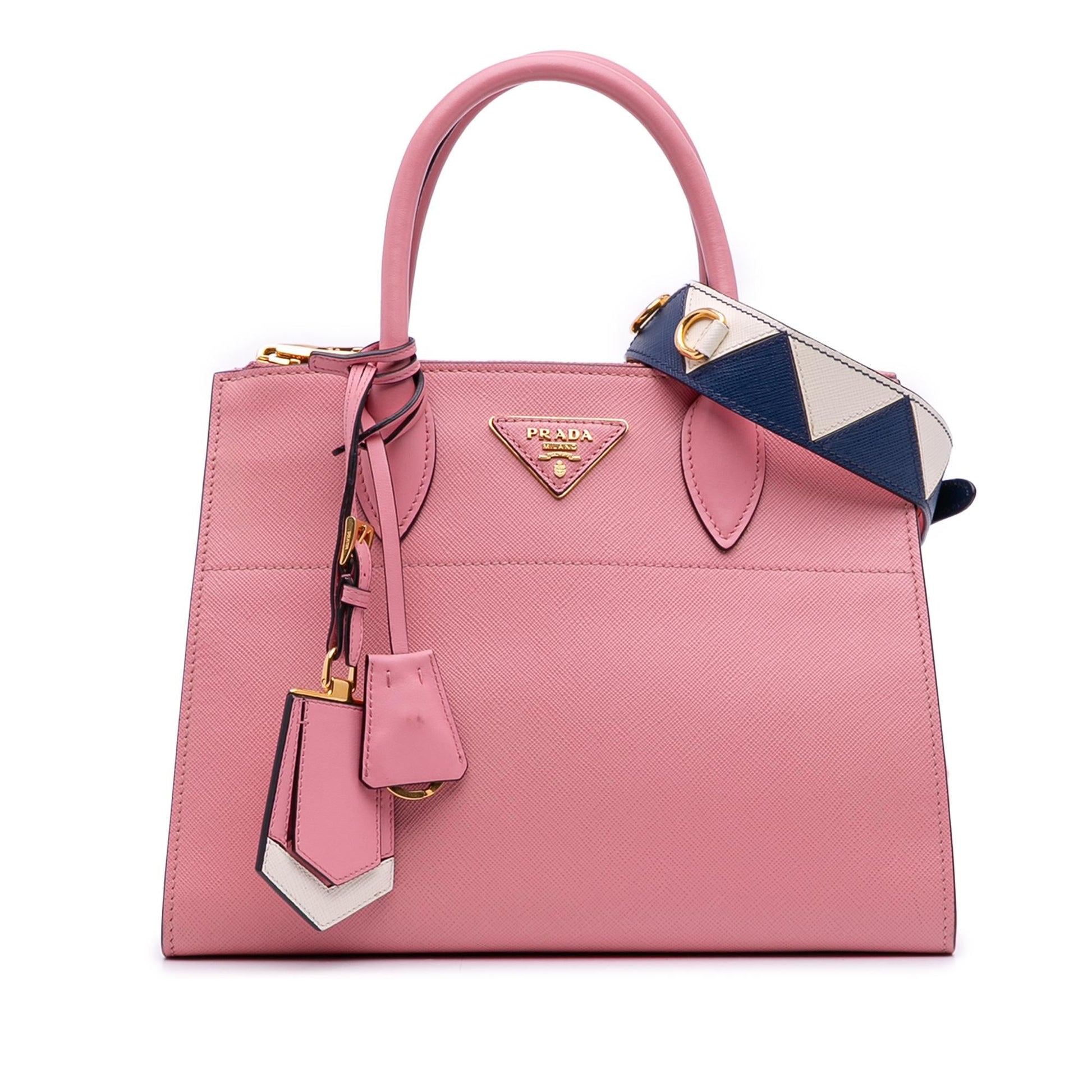 Prada City Calf Trimmed Greche Paradigme Bag Saffiano Satchel Bag