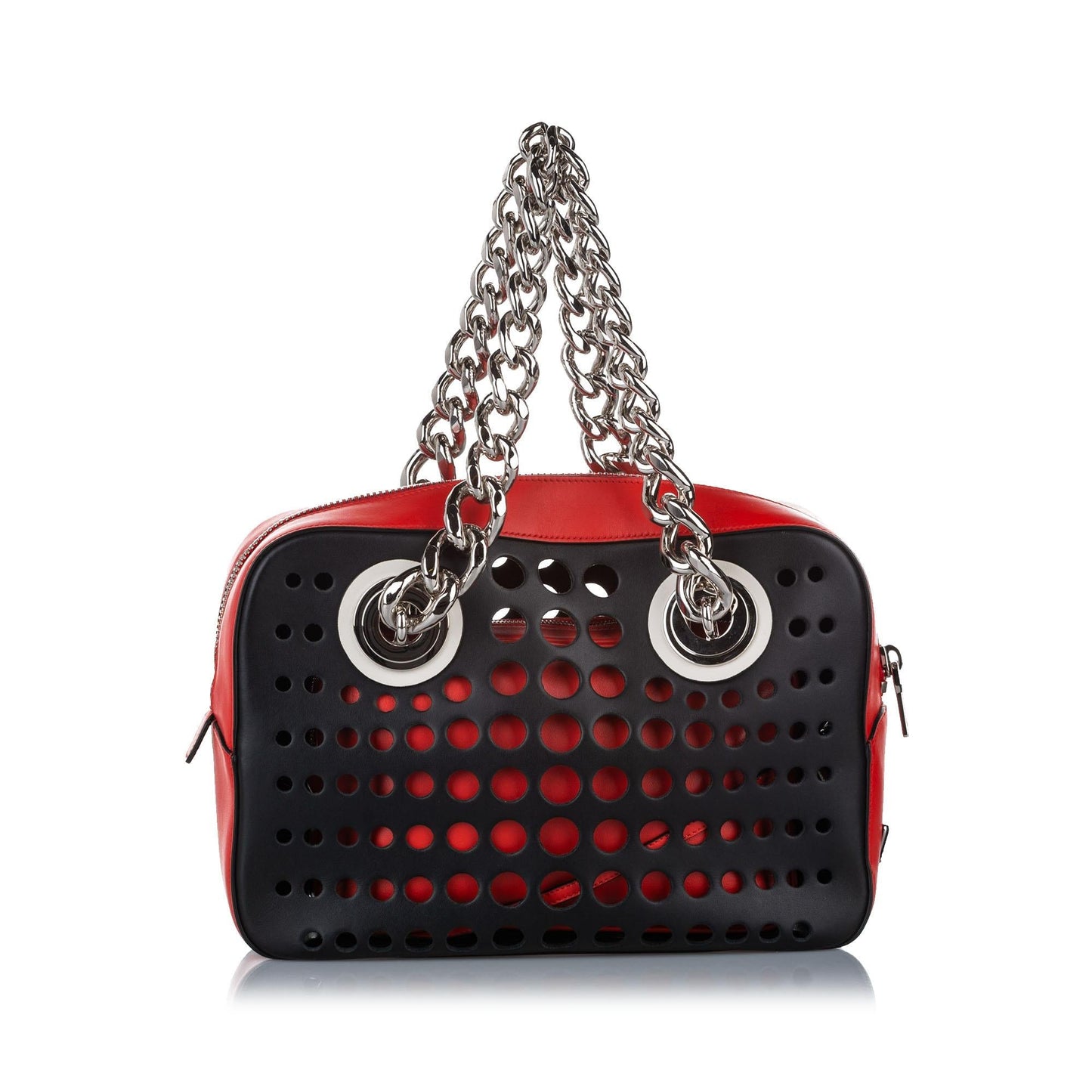 Prada City Fori Perforated Handbag Shg Satchel Bag