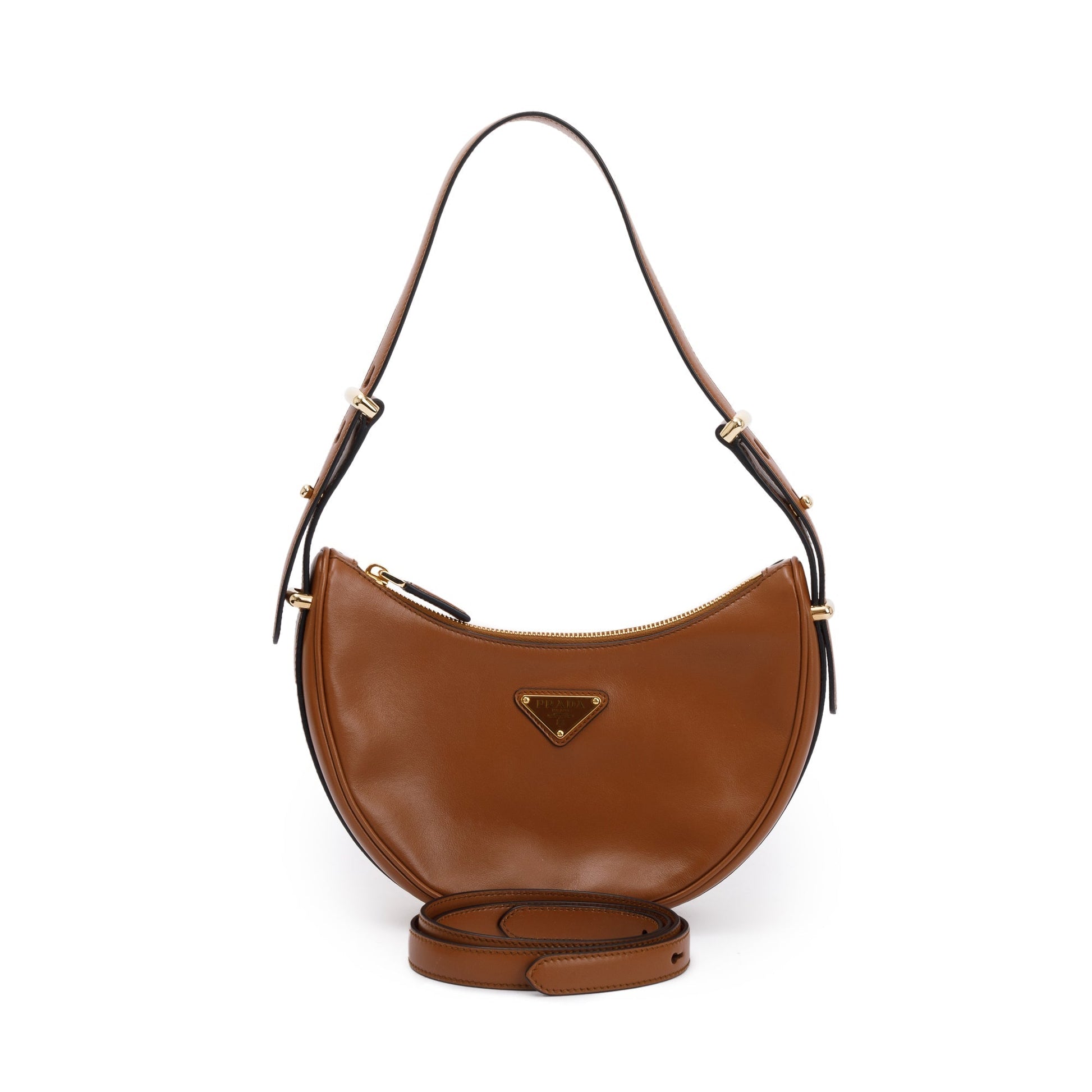 Prada Cognac Nappa Arque Shoulder Bag Leather
