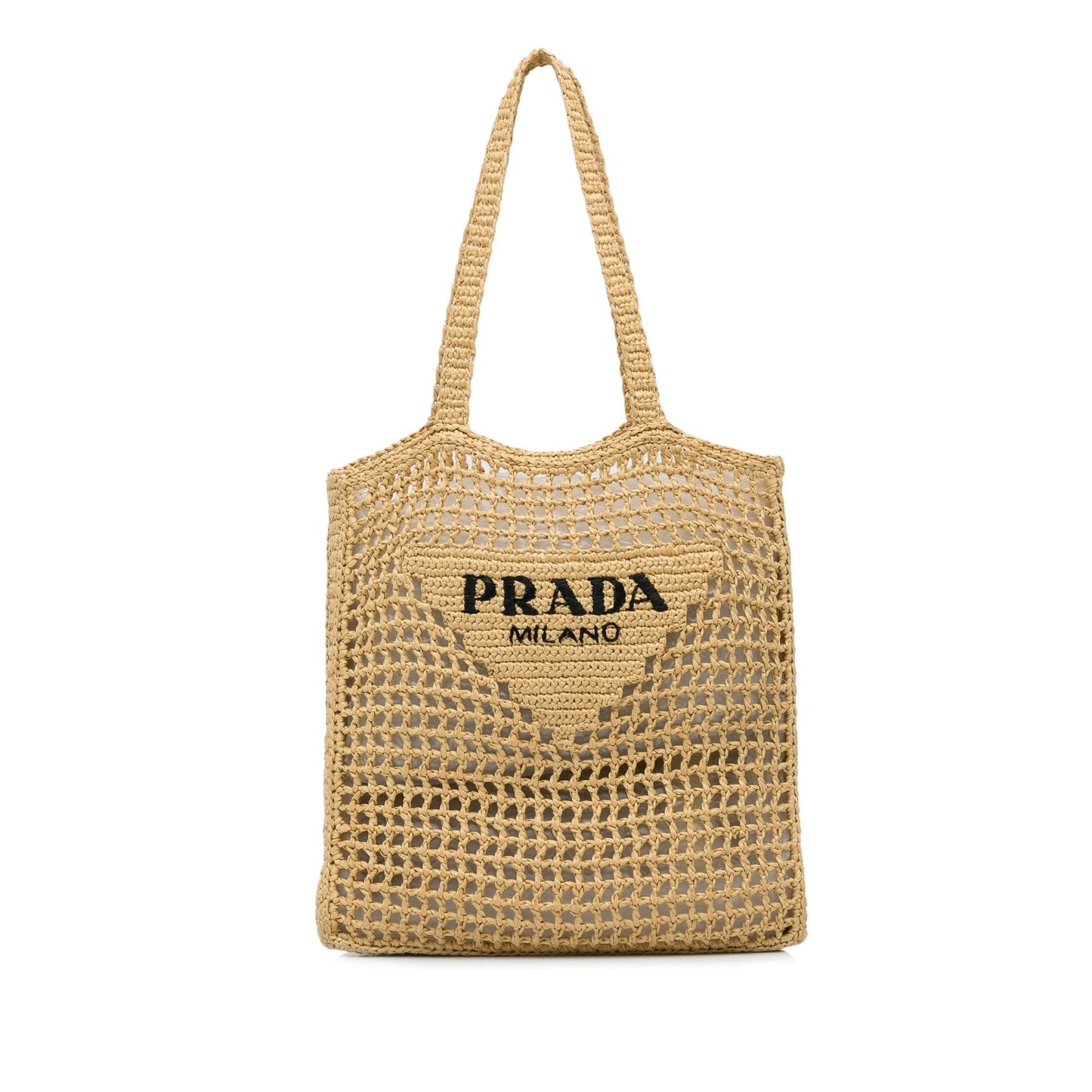 Prada Crochet Tote Shg 1Ypyma Raffia Logo Tote Bag