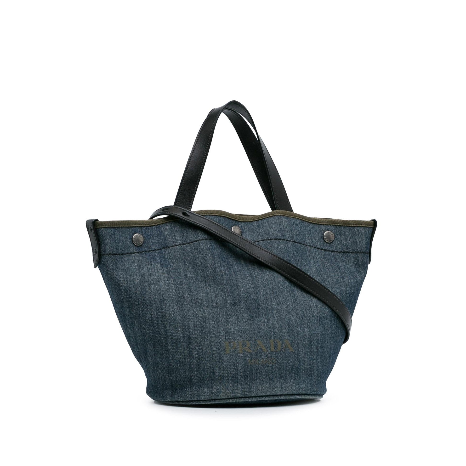 Prada Satchel Shg Fjqmz0 Denim Logo Satchel Bag