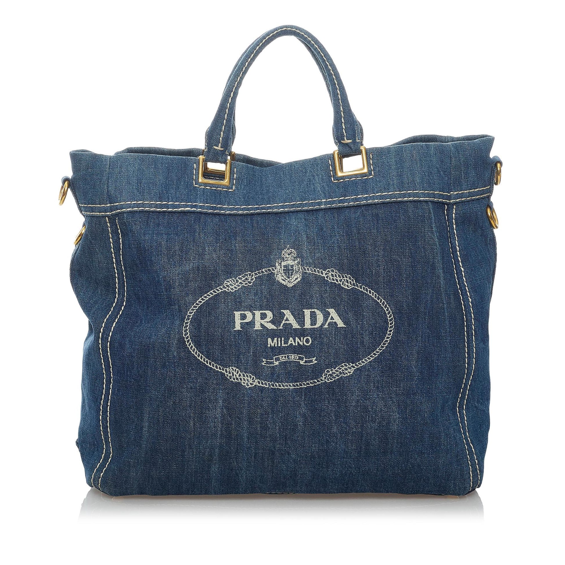 Prada Shopping Satchel Shg Denim Logo Satchel Bag