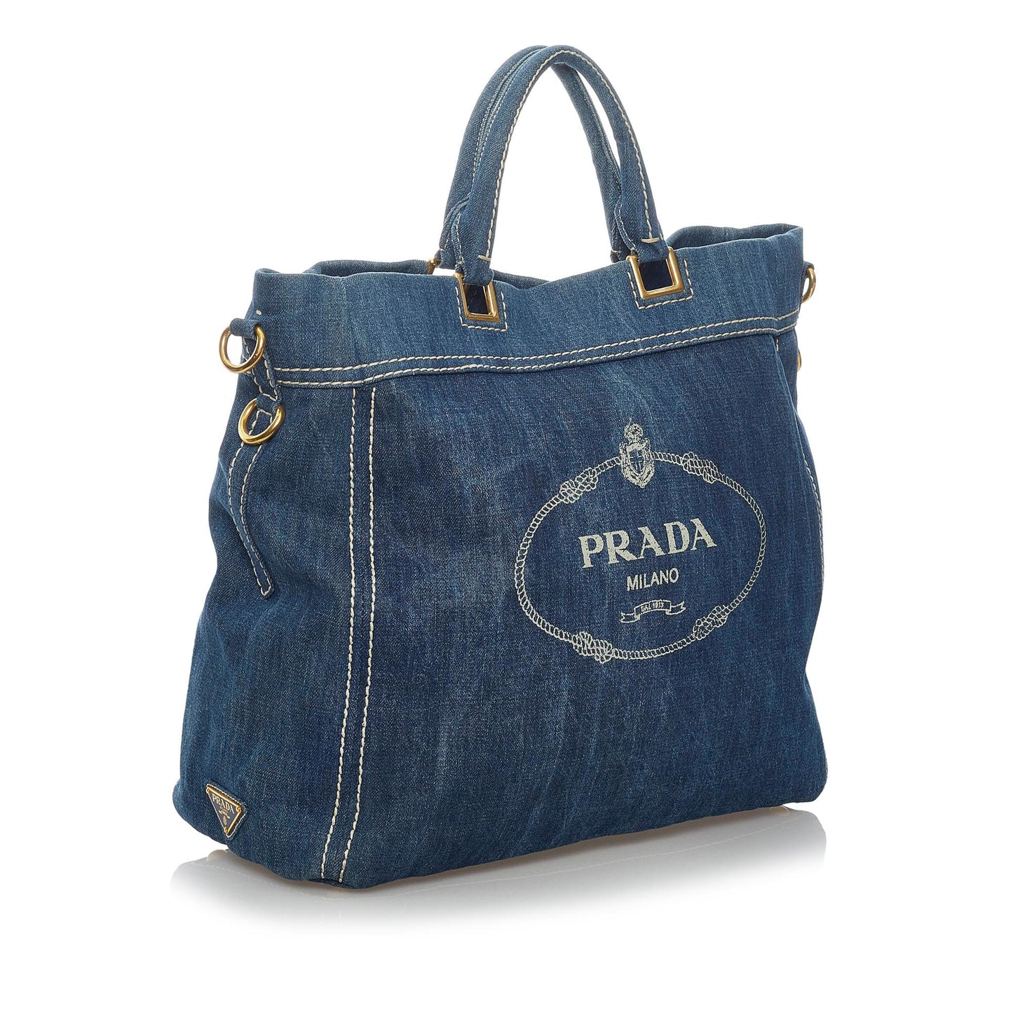 Prada Shopping Satchel Shg Denim Logo Satchel Bag
