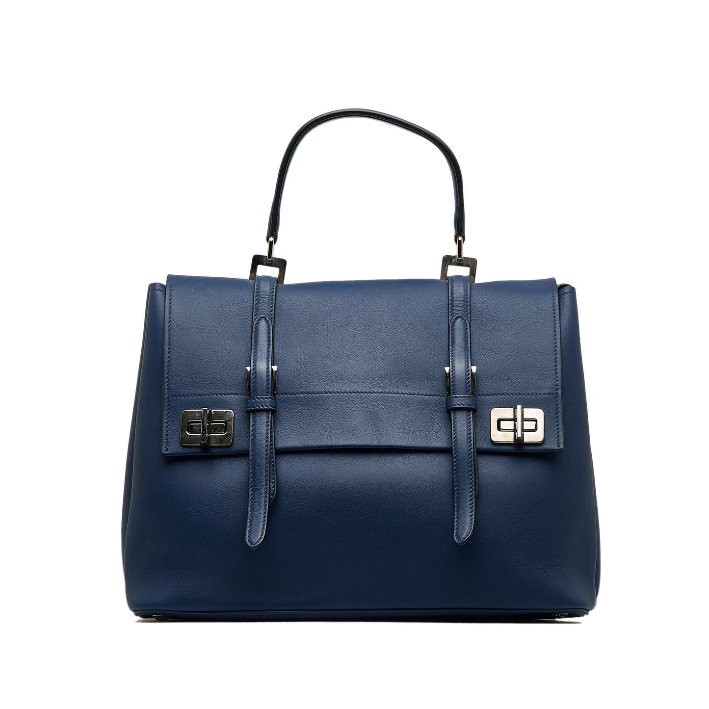 Prada Double Turnlock Satchel Shg 7Layvo Leather Satchel Bag