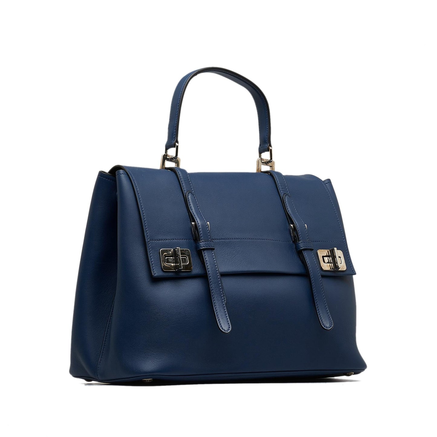 Prada Double Turnlock Satchel Shg 7Layvo Leather Satchel Bag