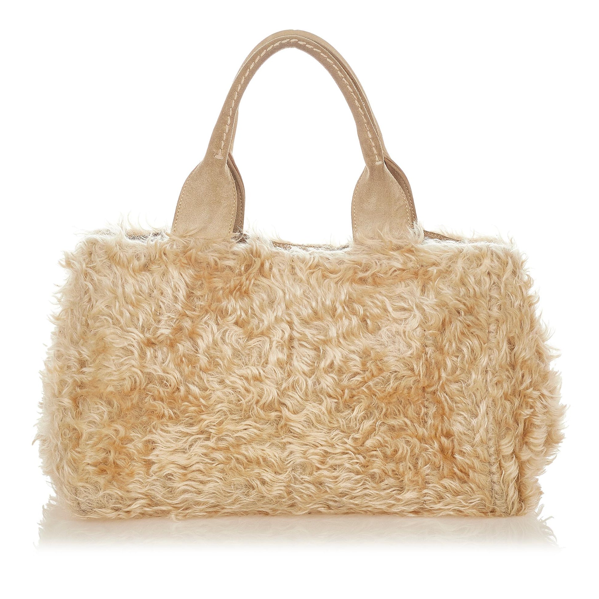 Prada Eco Kidassia Faux Fur Garden Handbag Shg Satchel Bag