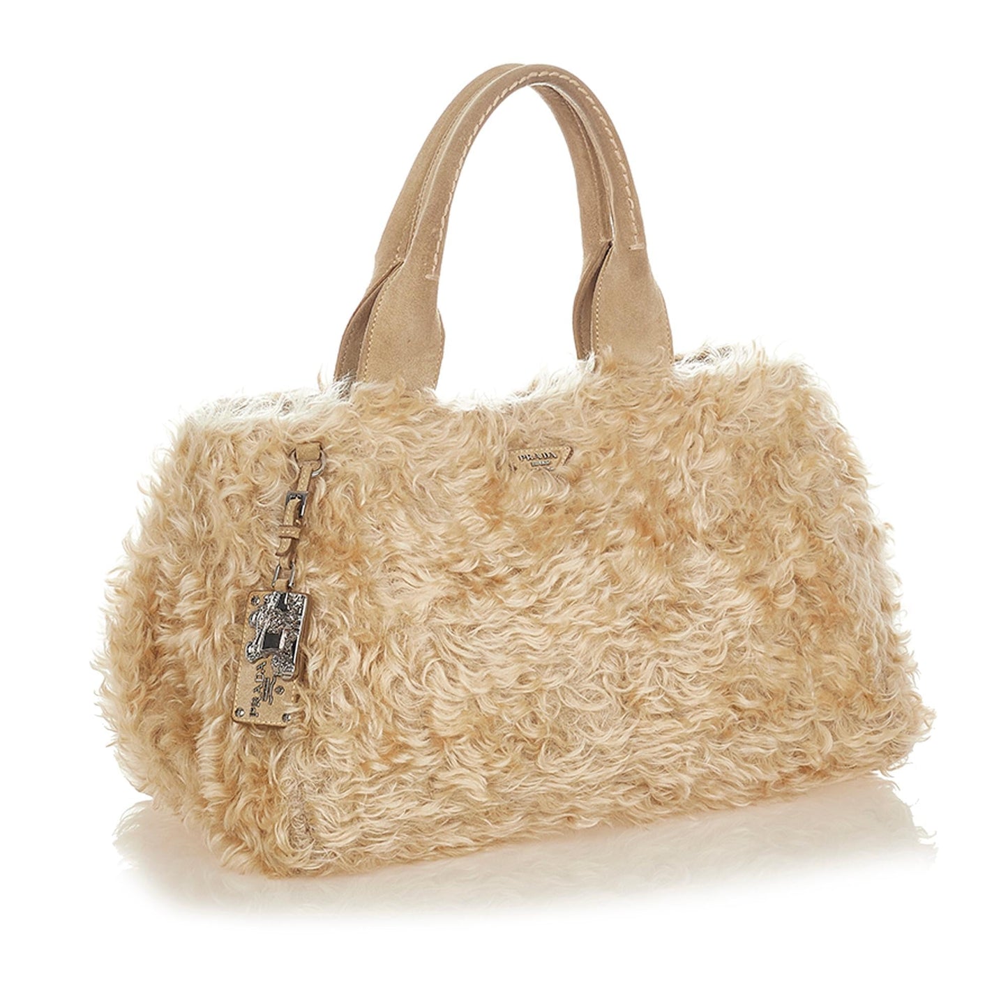 Prada Eco Kidassia Faux Fur Garden Handbag Shg Satchel Bag