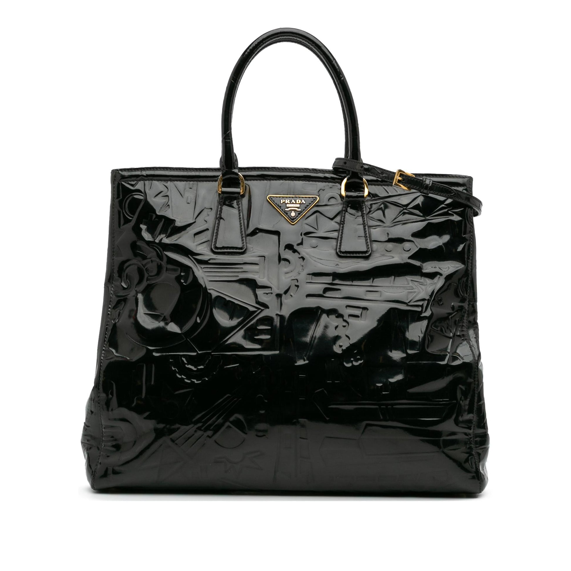 Prada Satchel Patent Embossed Satchel Bag