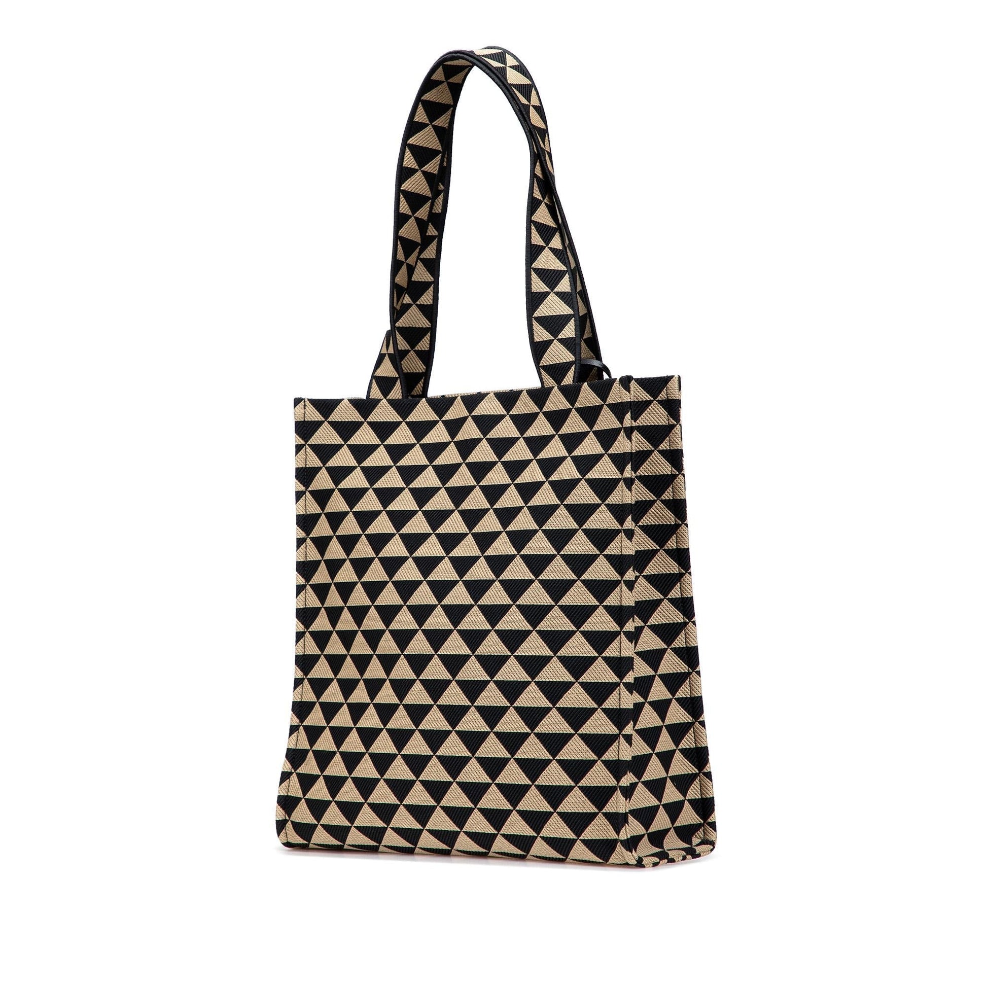 Prada Triangolo Symbole Shopping Tote Canvas Embroidered Tote Bag