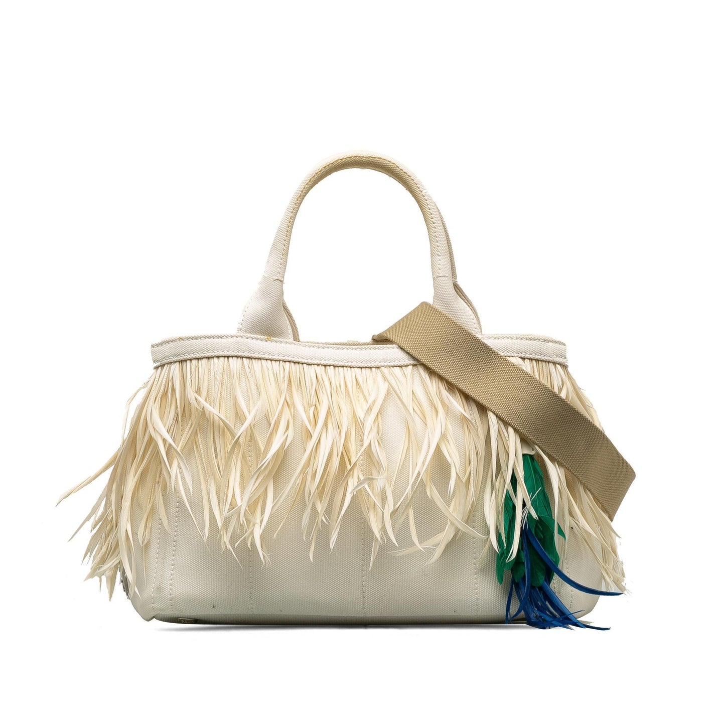 Prada Feather Trimmed Canapa Satchel Shg 6Kzm0O Satchel Bag