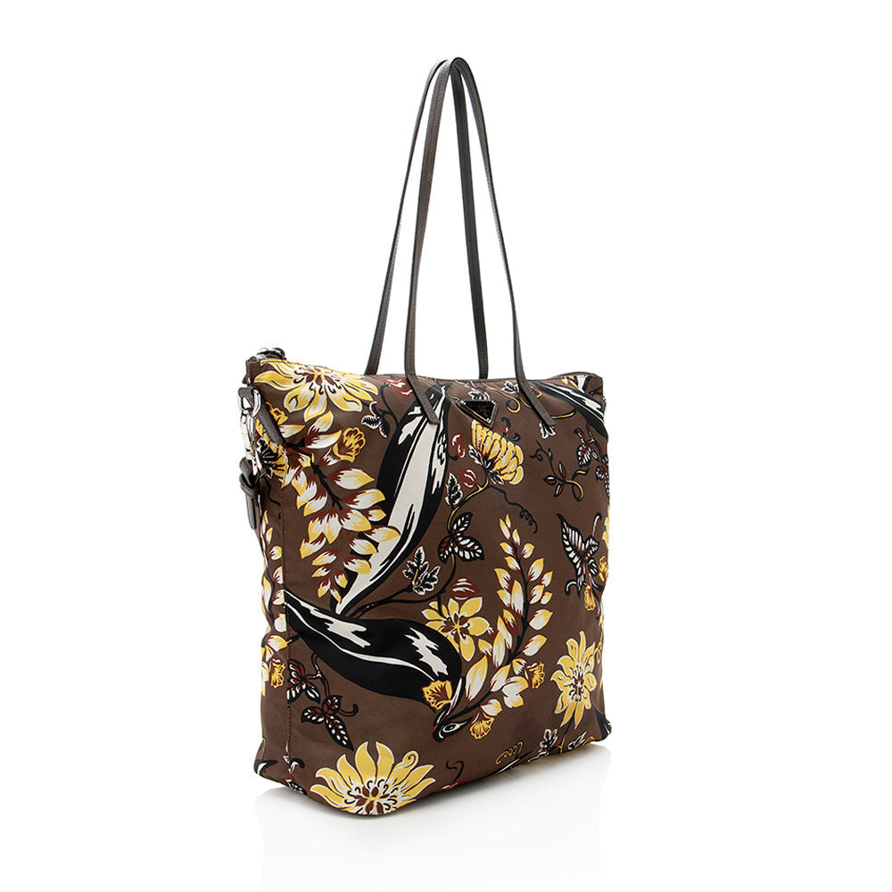 Prada Floral Tessuto Tote Shf Tote Bag