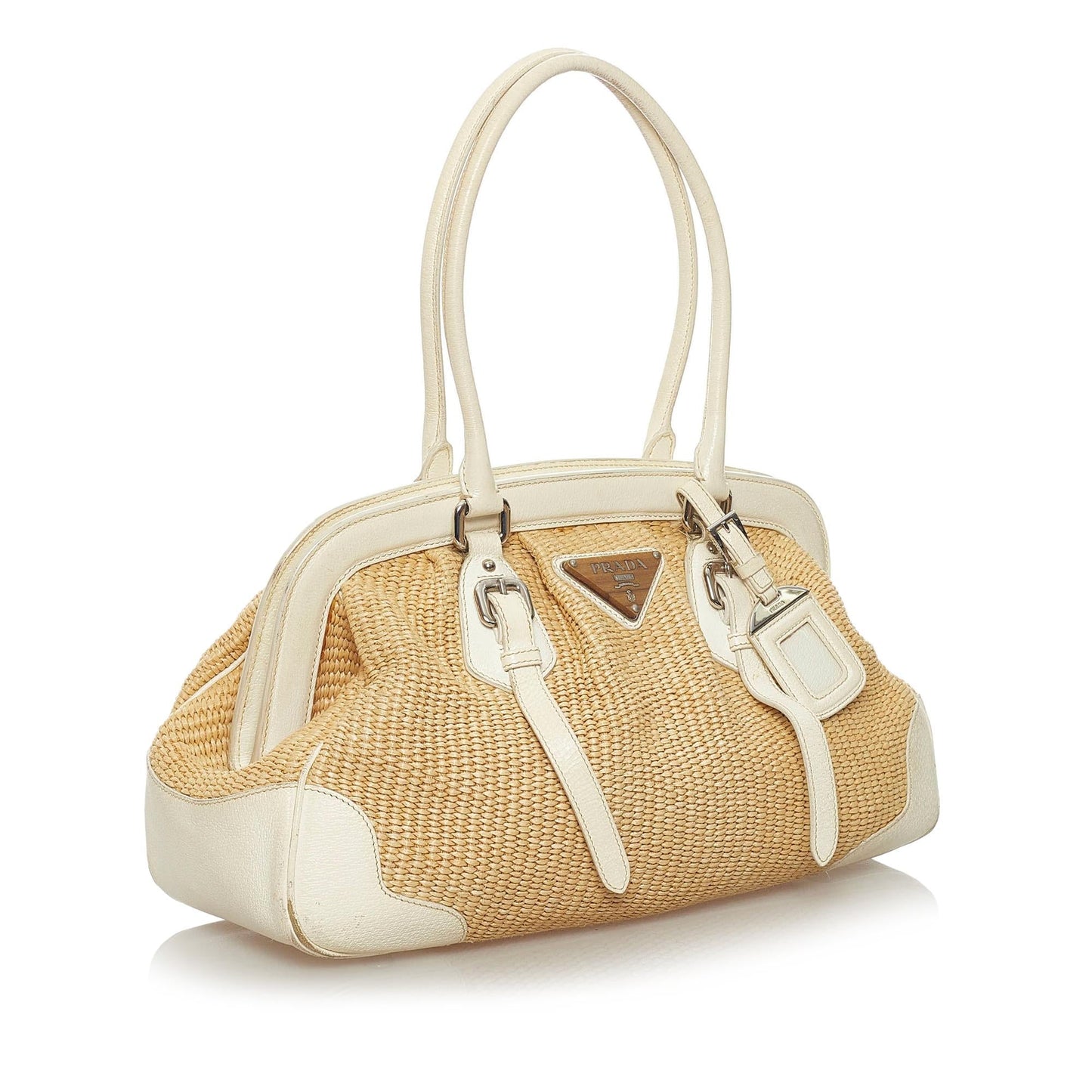 Prada Frame Shoulder Bag Shg Raffia