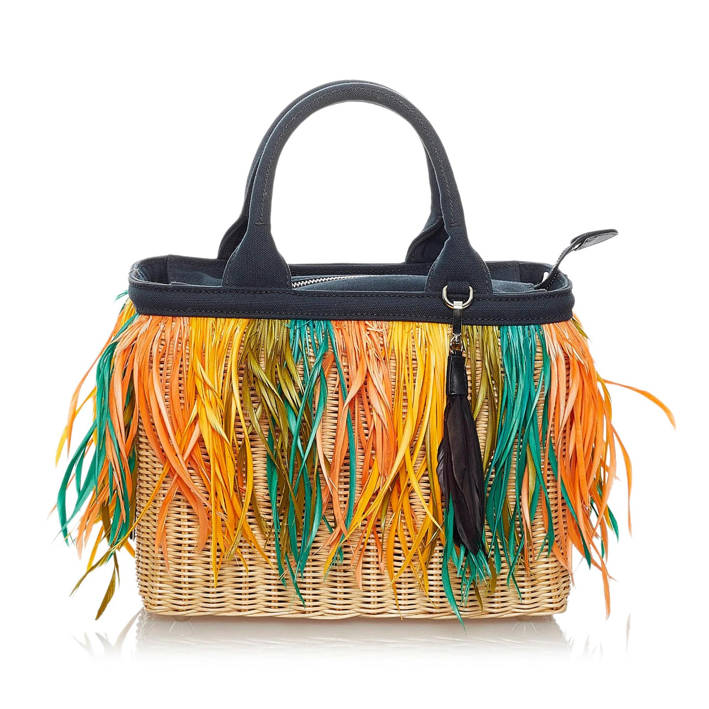 Prada Fringed Satchel Shg Raffia Satchel Bag