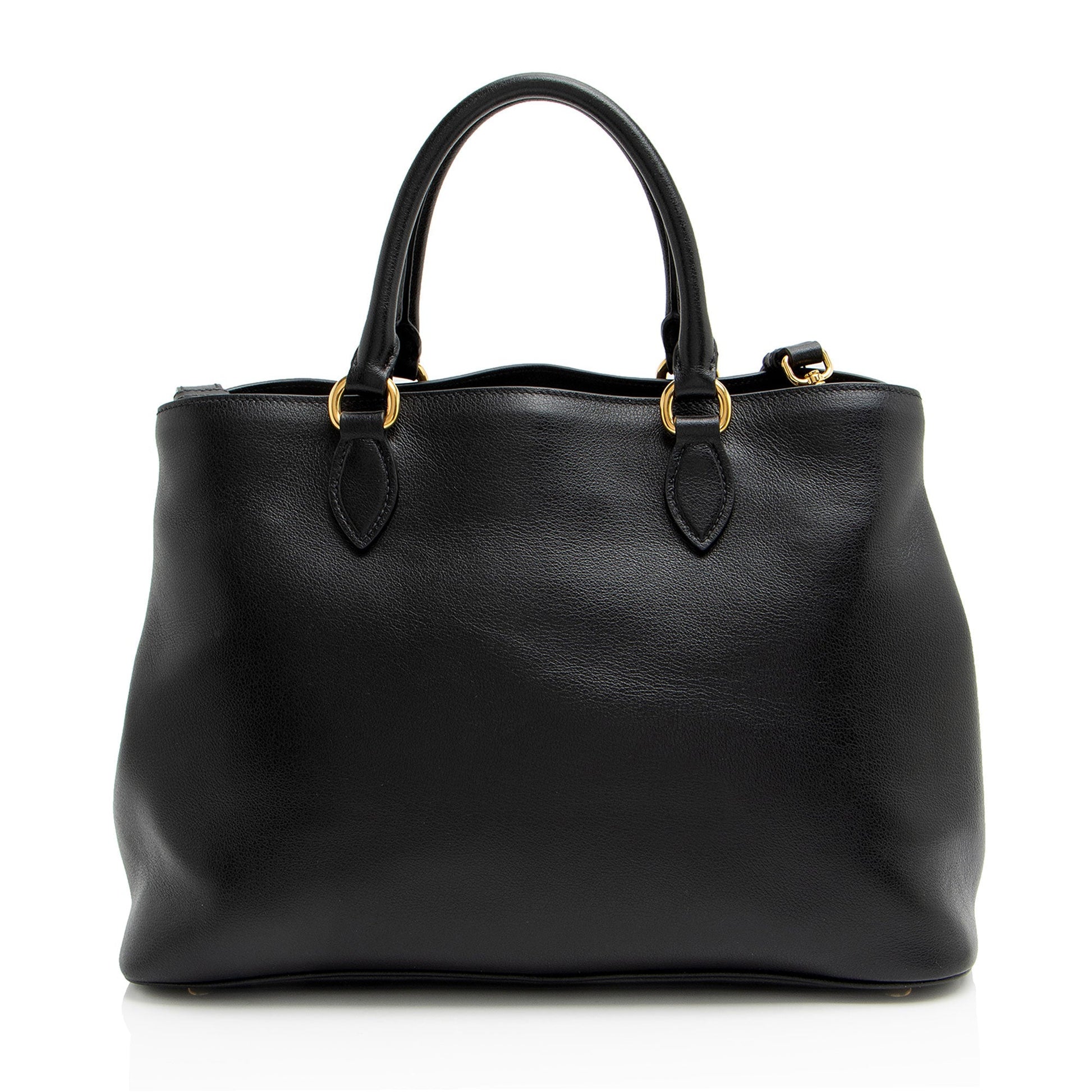 Prada Glace Calf Tote Logo Tote Bag