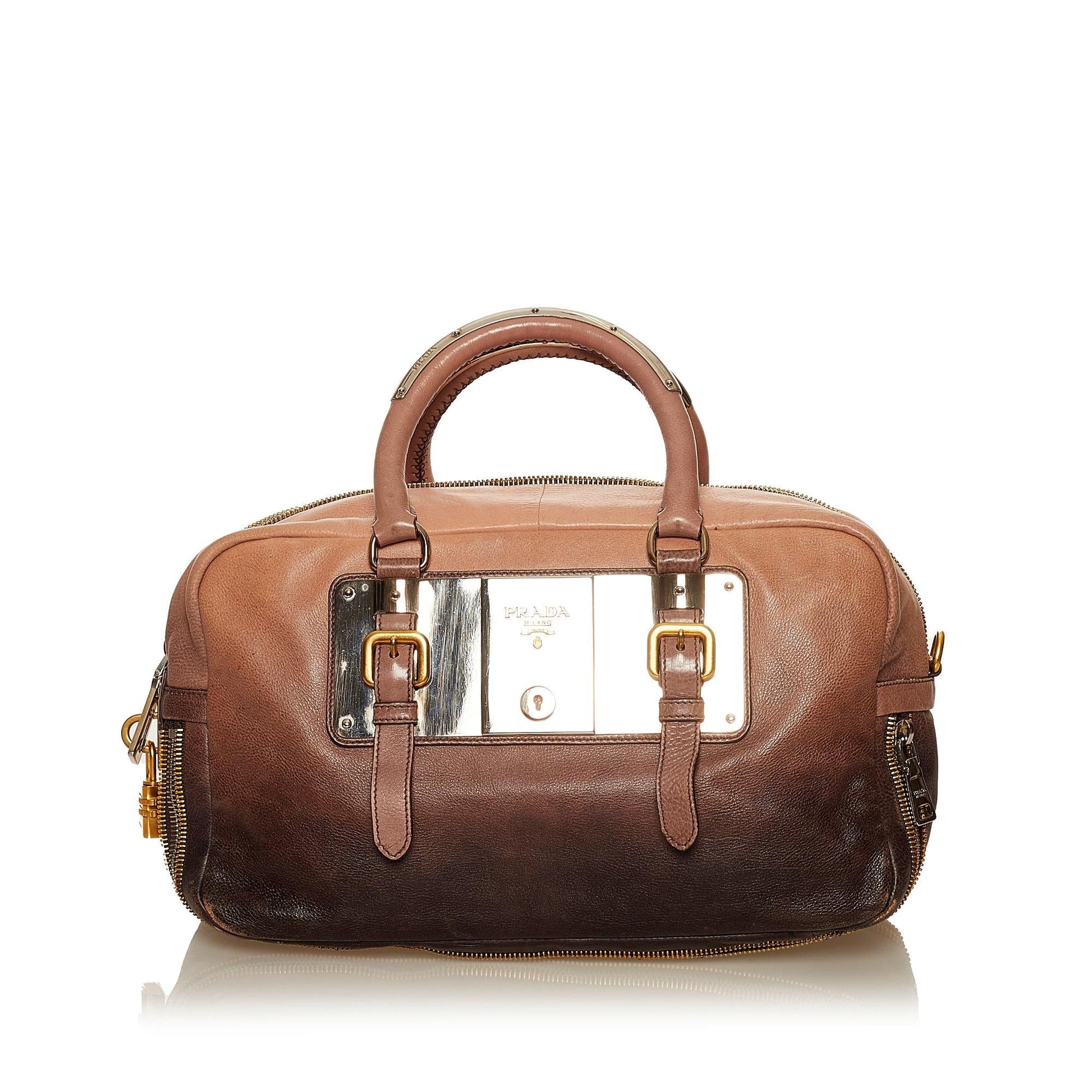 Prada Glace Calf Ombre Handbag Shg Leather Satchel Bag