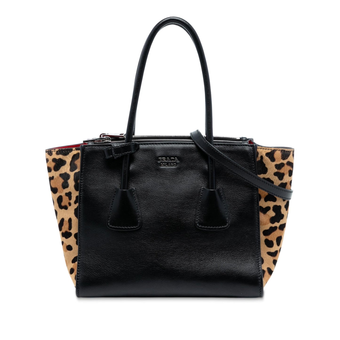 Prada Glace Calf Ponyhair Twin Pocket Satchel Satchel Bag