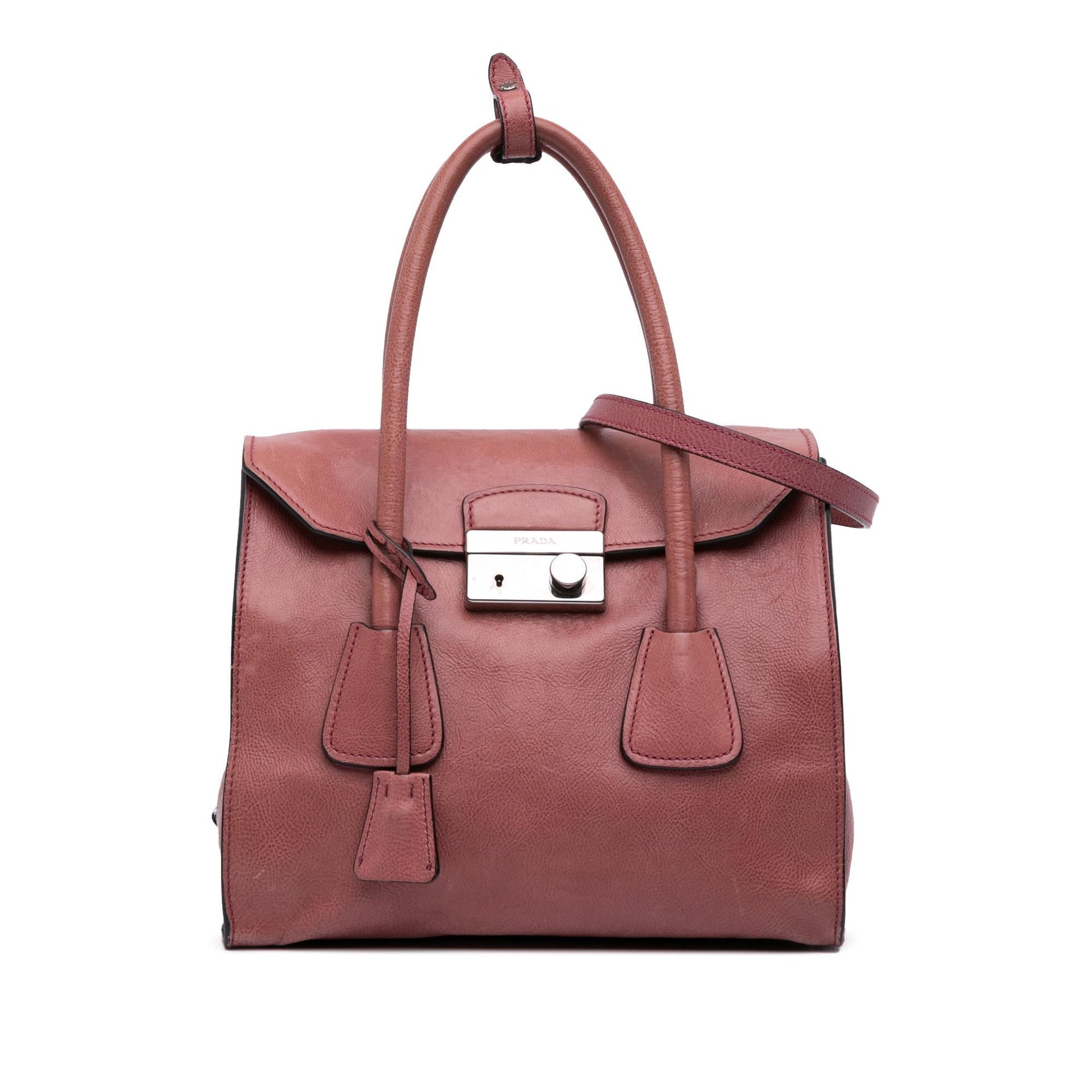 Prada Glace Calf Sound Lock Satchel Satchel Bag