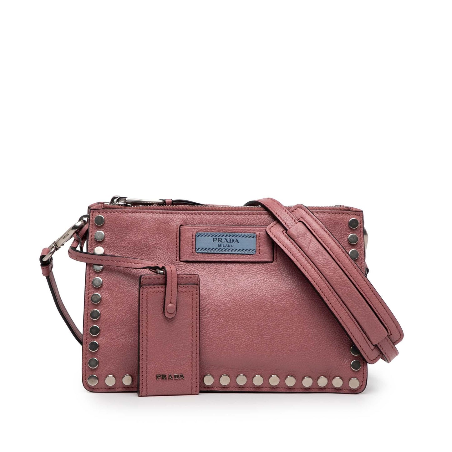 Prada Glace Calf Studded Etiquette Crossbody Crossbody Bag