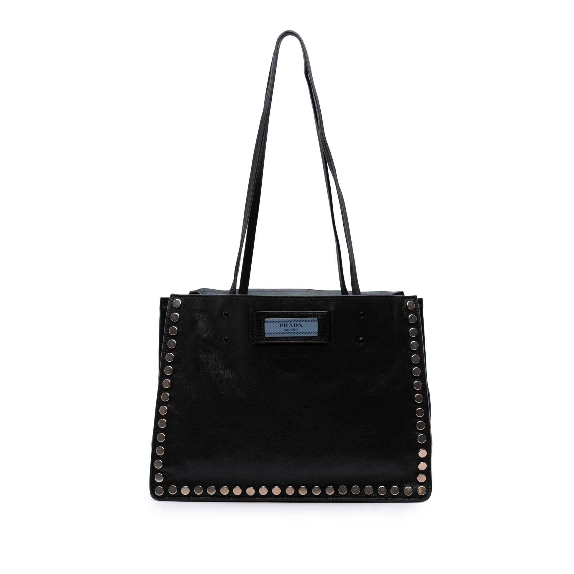 Prada Glace Calf Studded Etiquette Tote Tote Bag