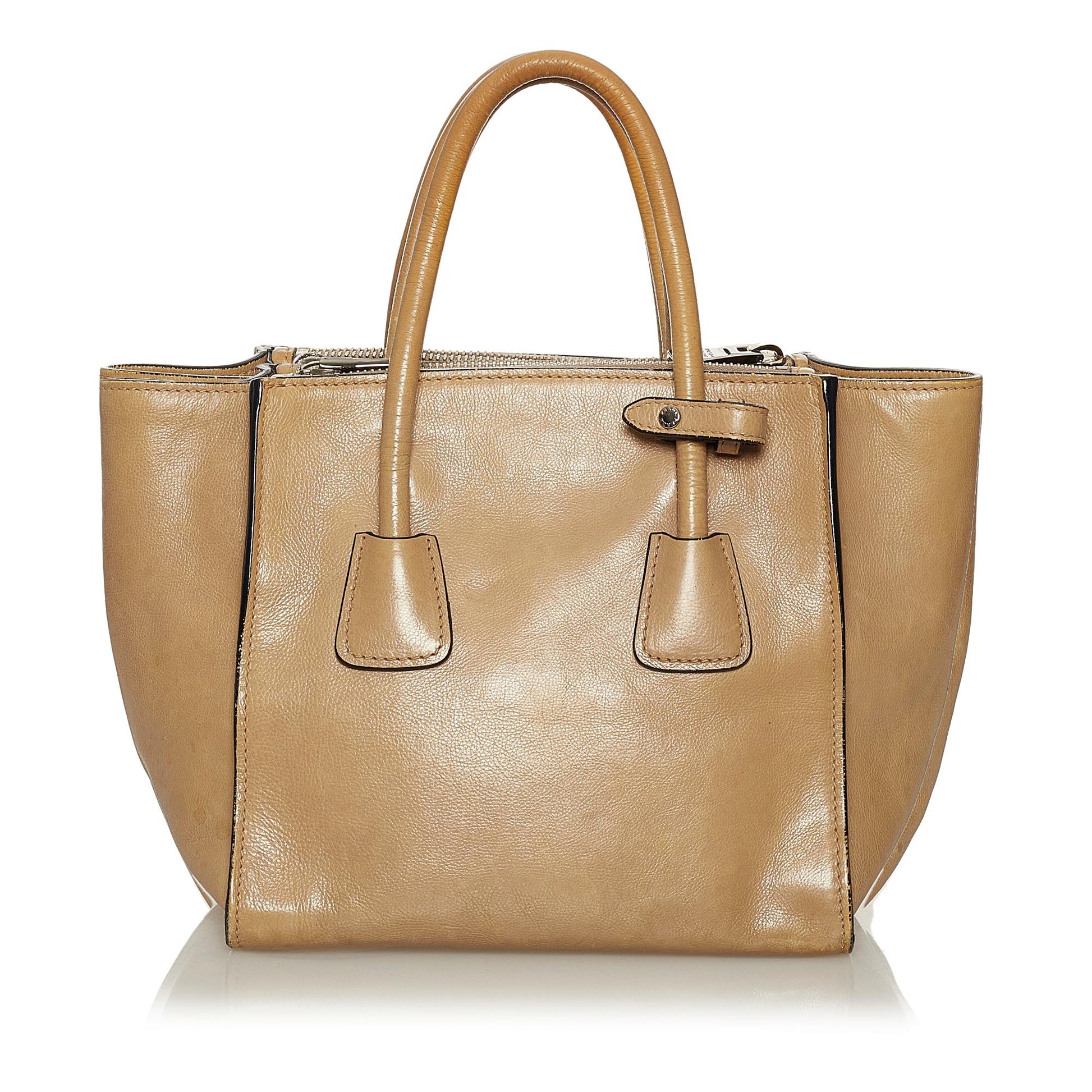Prada Glace Calf Twin Pocket Handbag Shg Leather Satchel Bag