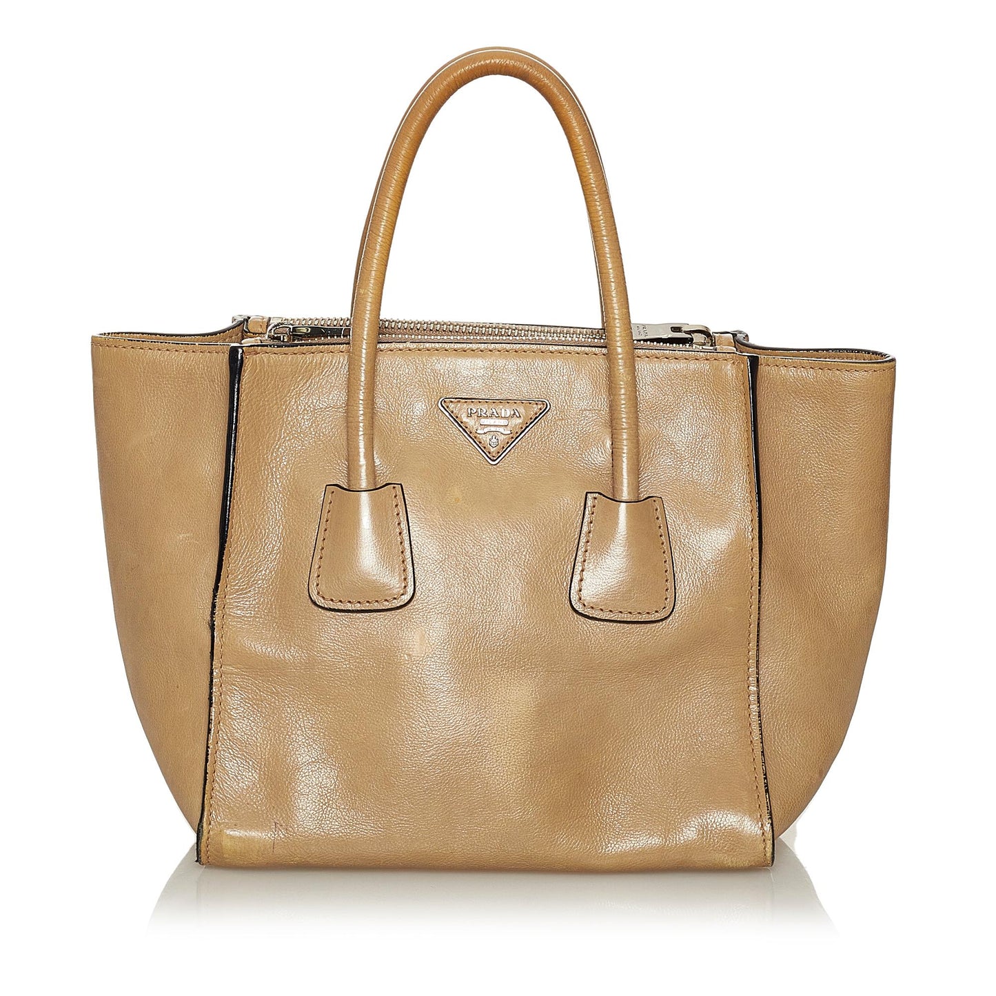 Prada Glace Calf Twin Pocket Handbag Shg Leather Satchel Bag