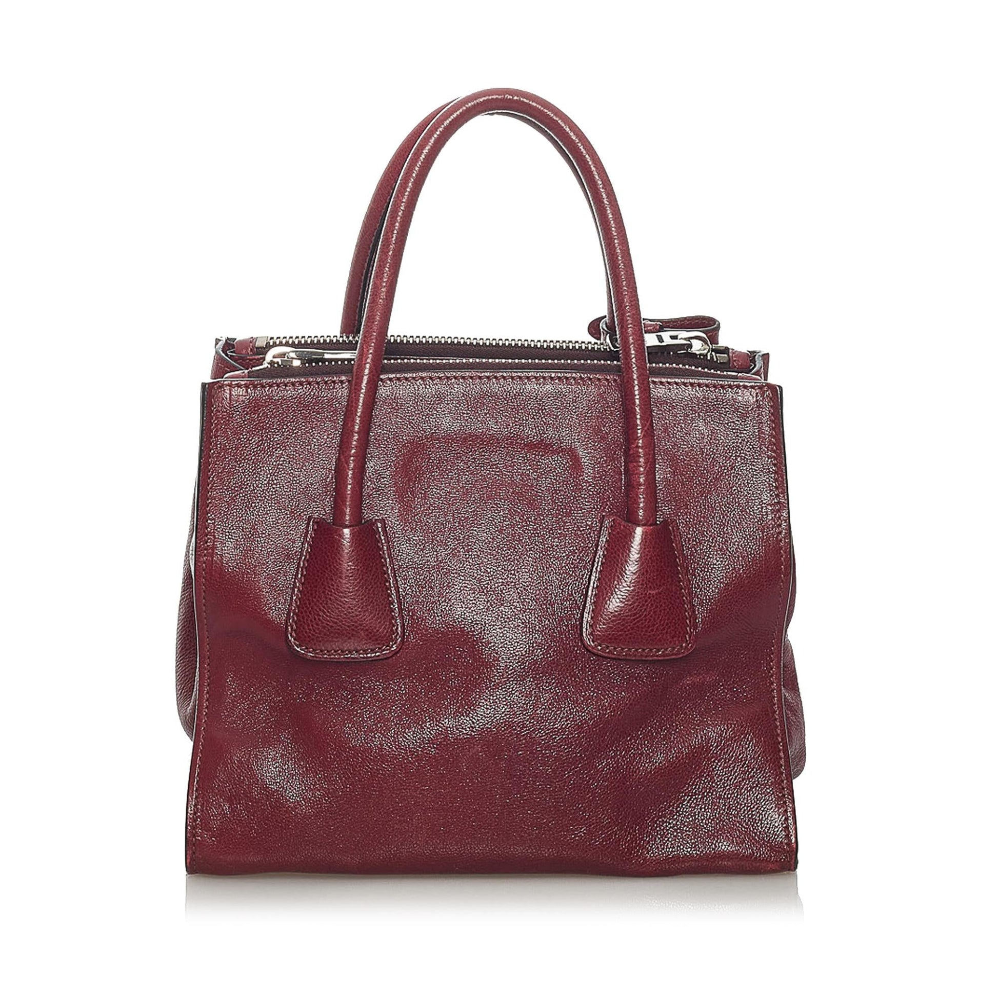 Prada Glace Calf Twin Pocket Satchel Shg Leather Satchel Bag