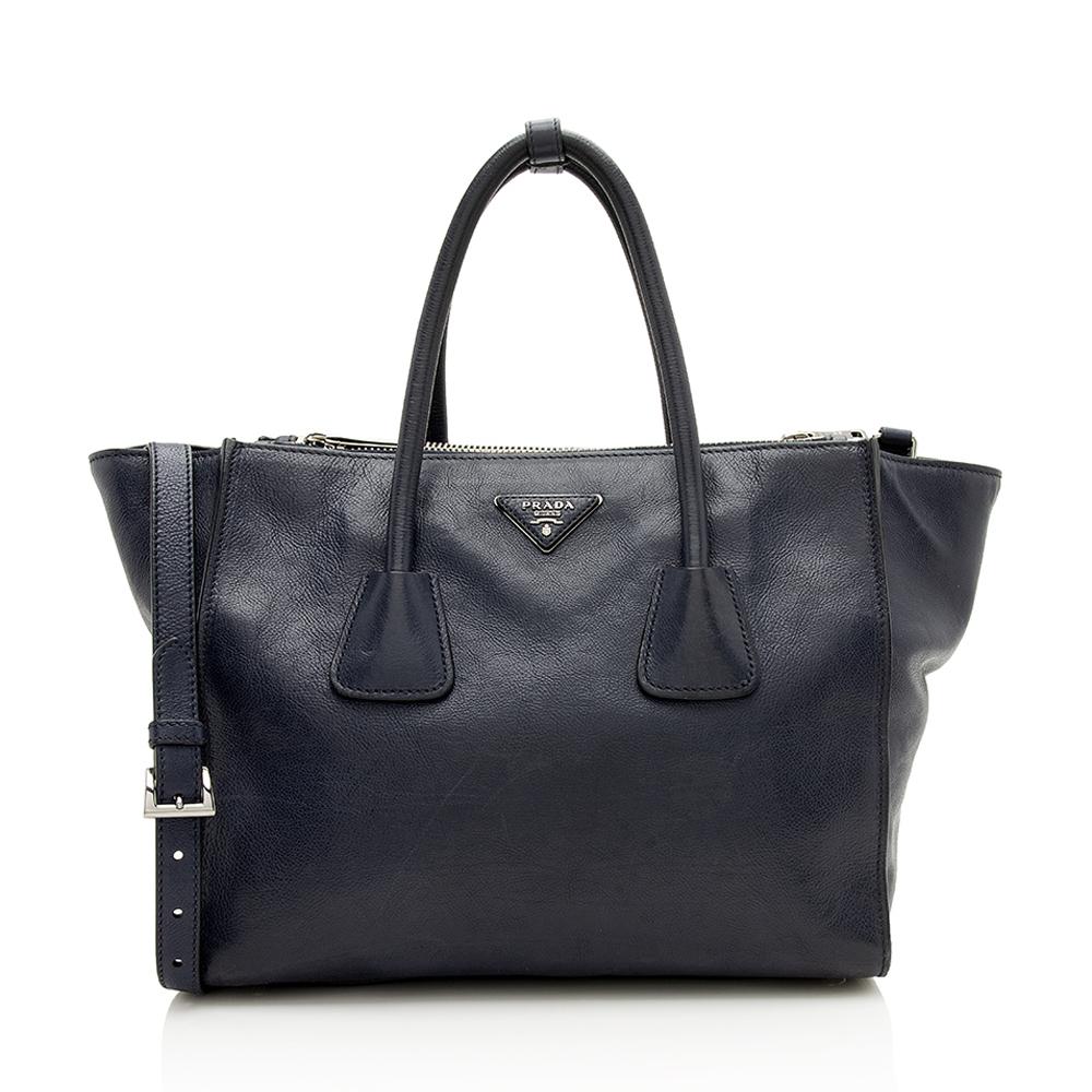 Prada Glace Calf Twin Pocket Tote Tote Bag Tote Shf 12382