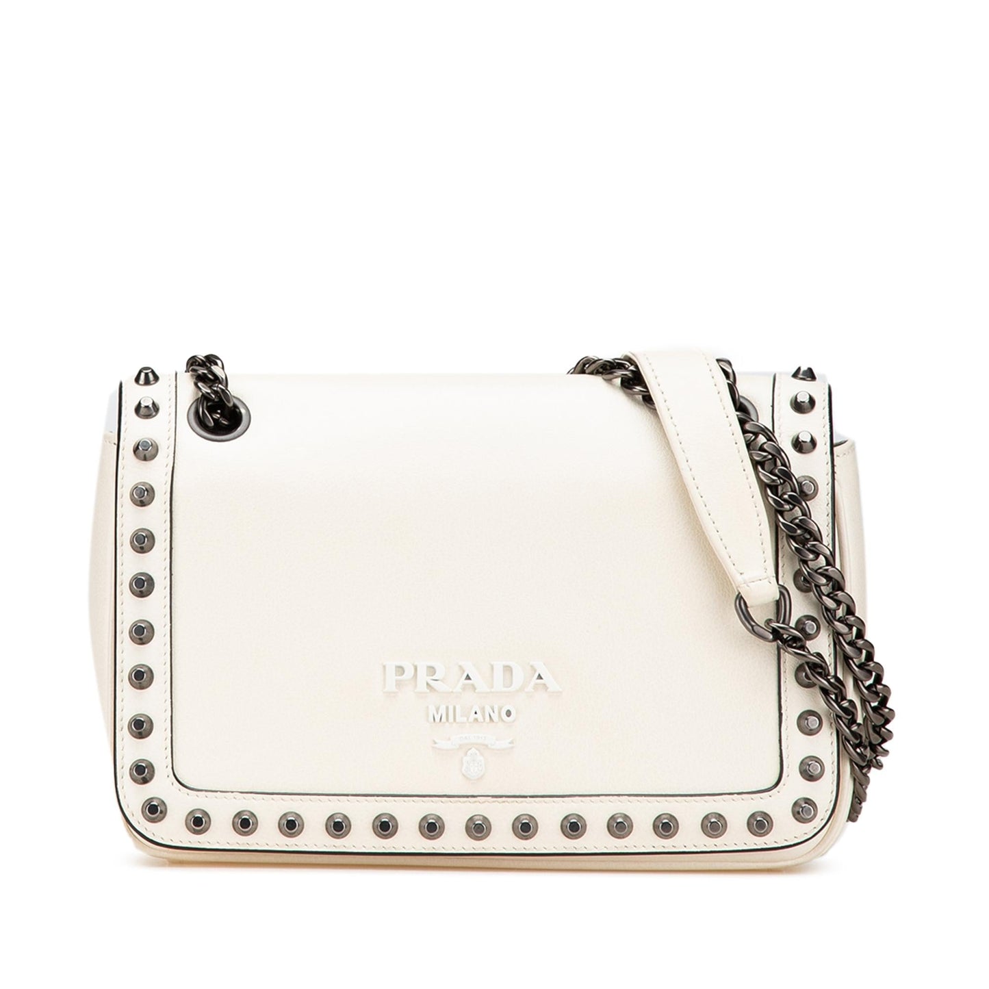 Prada Glace Calfskin Studded Crossbody Crossbody Bag