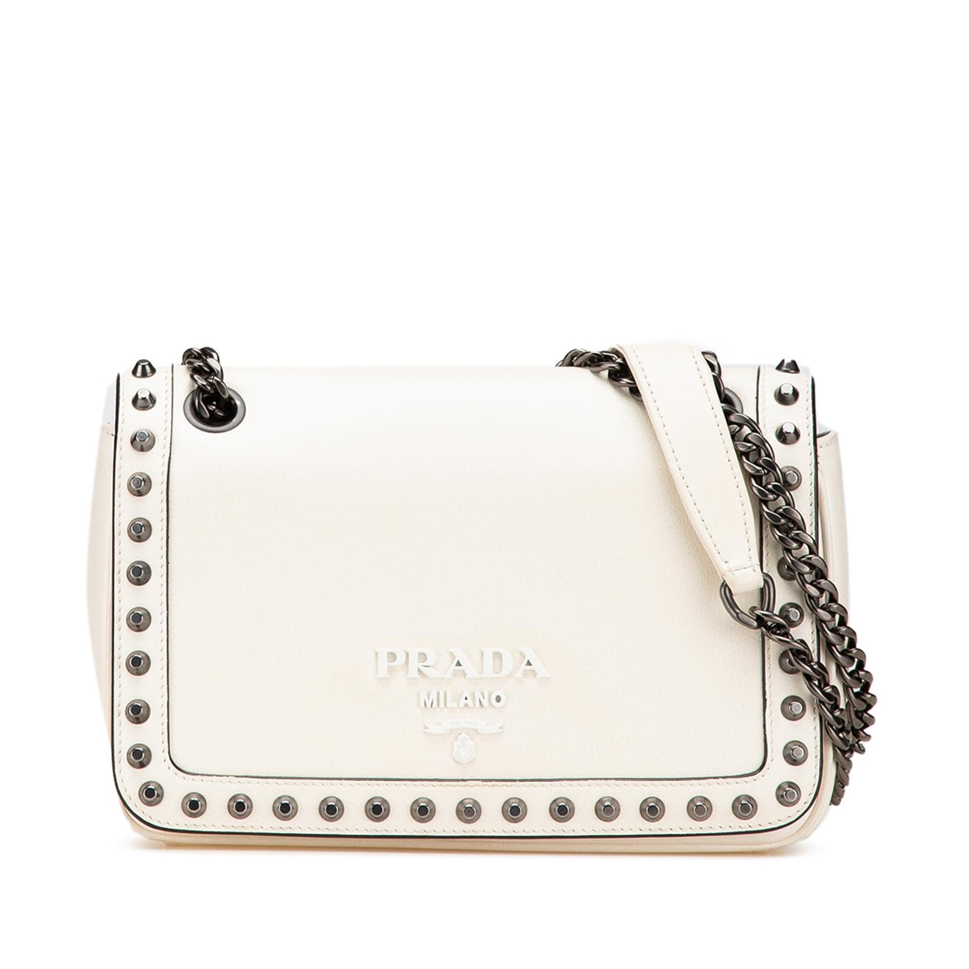 Prada Glace Calfskin Studded Crossbody Crossbody Bag