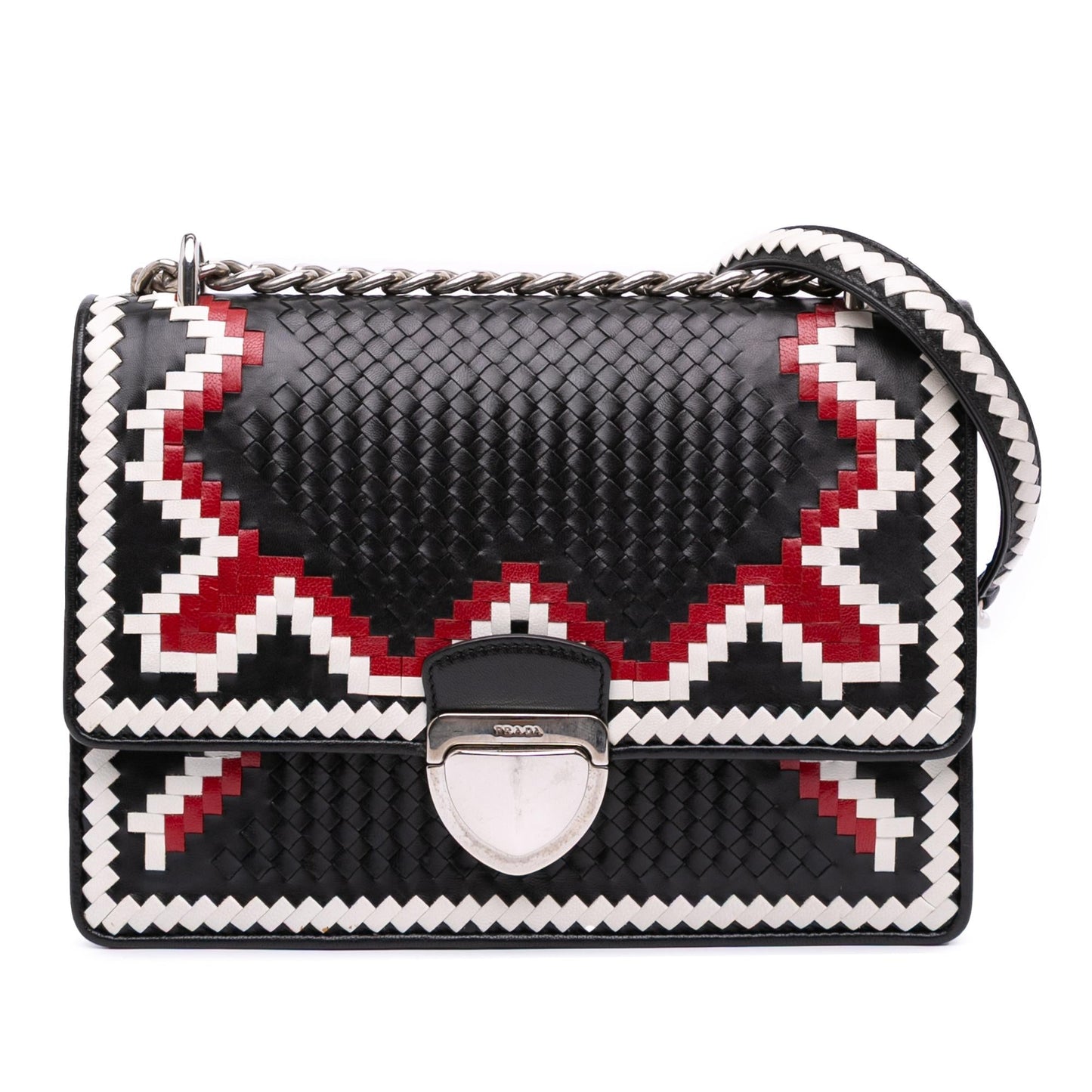 Prada Goatskin Madras Crossbody Woven Crossbody Bag