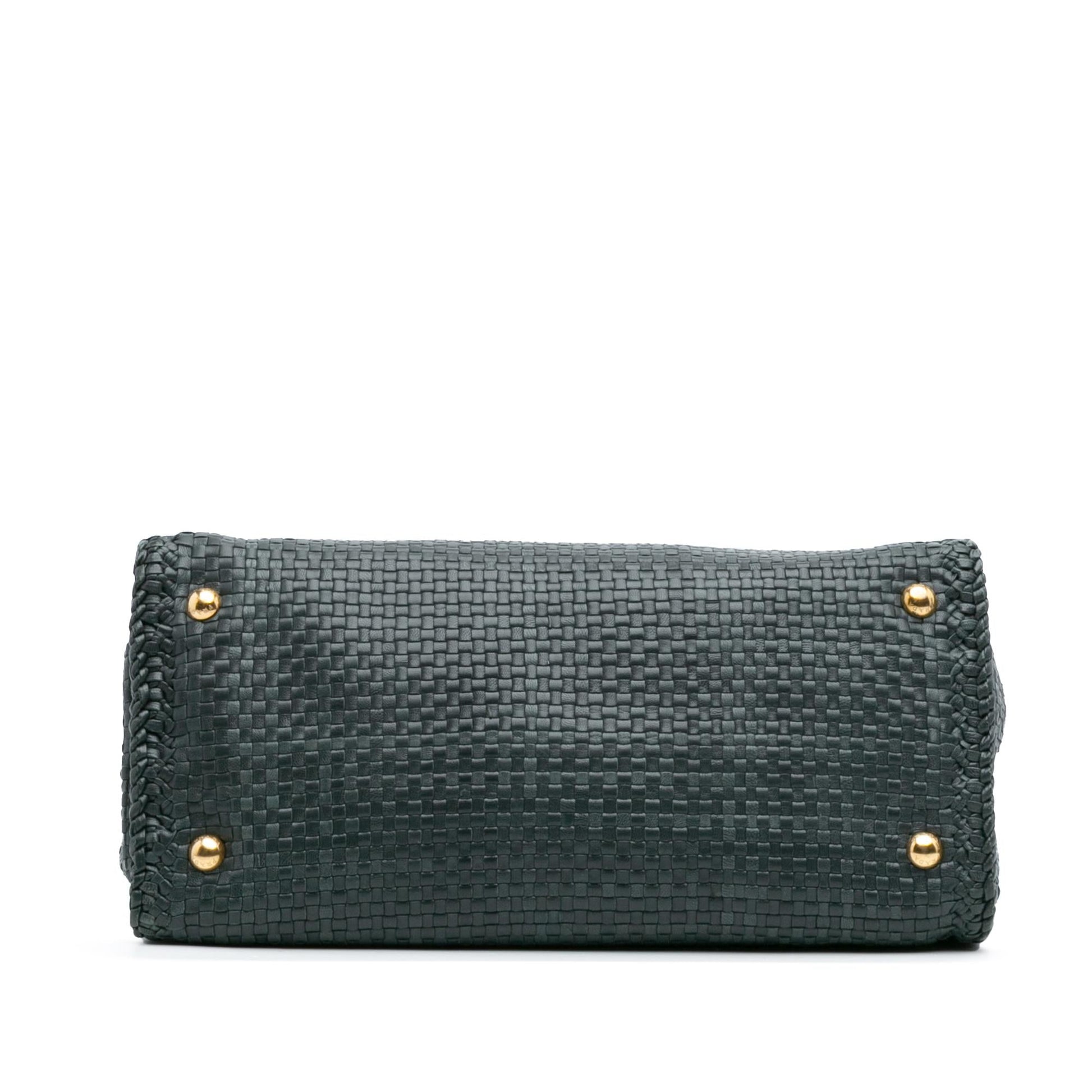 Prada Goatskin Madras Satchel Woven Satchel Bag