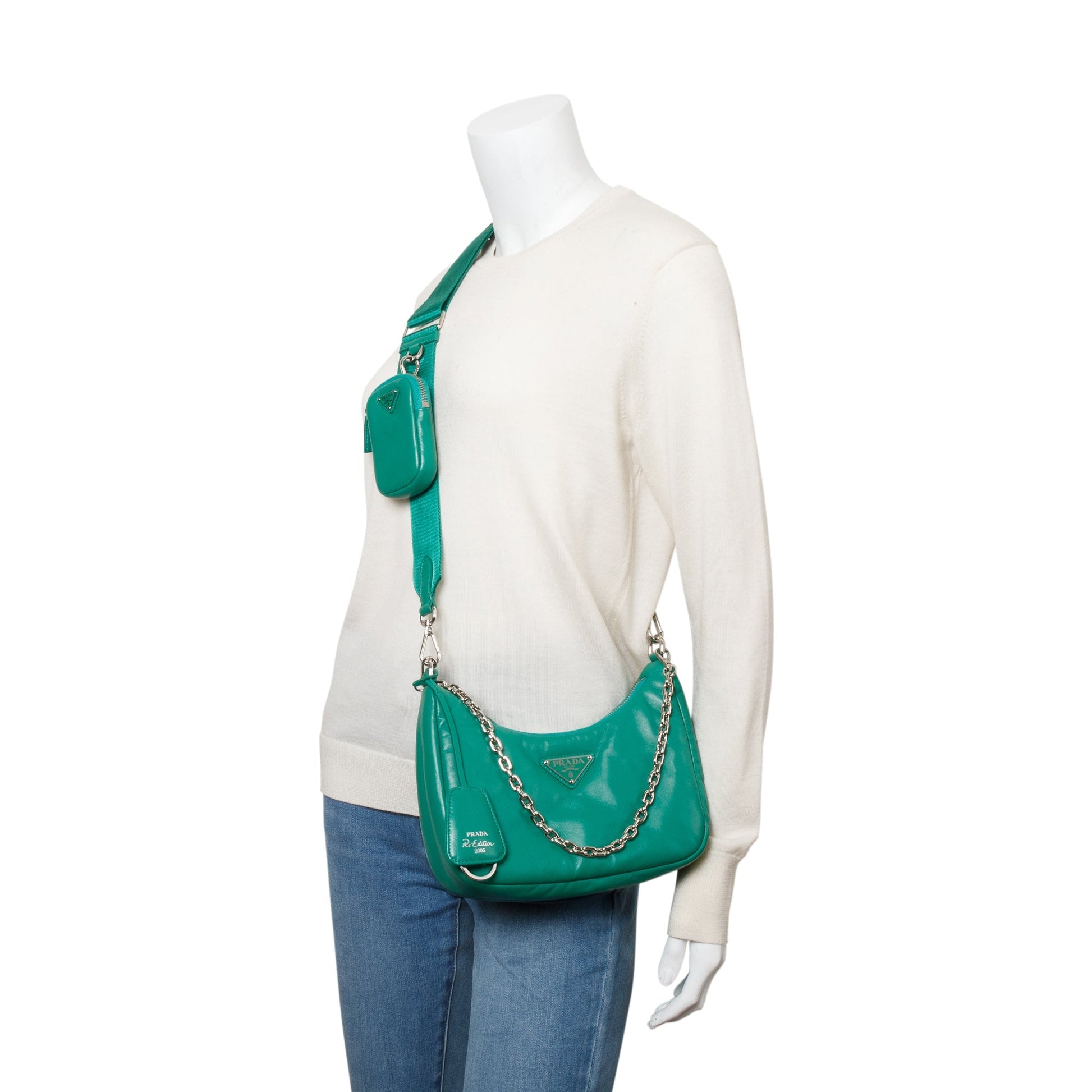 Prada Padded Nappa Re Edition Shoulder Bag Leather Green