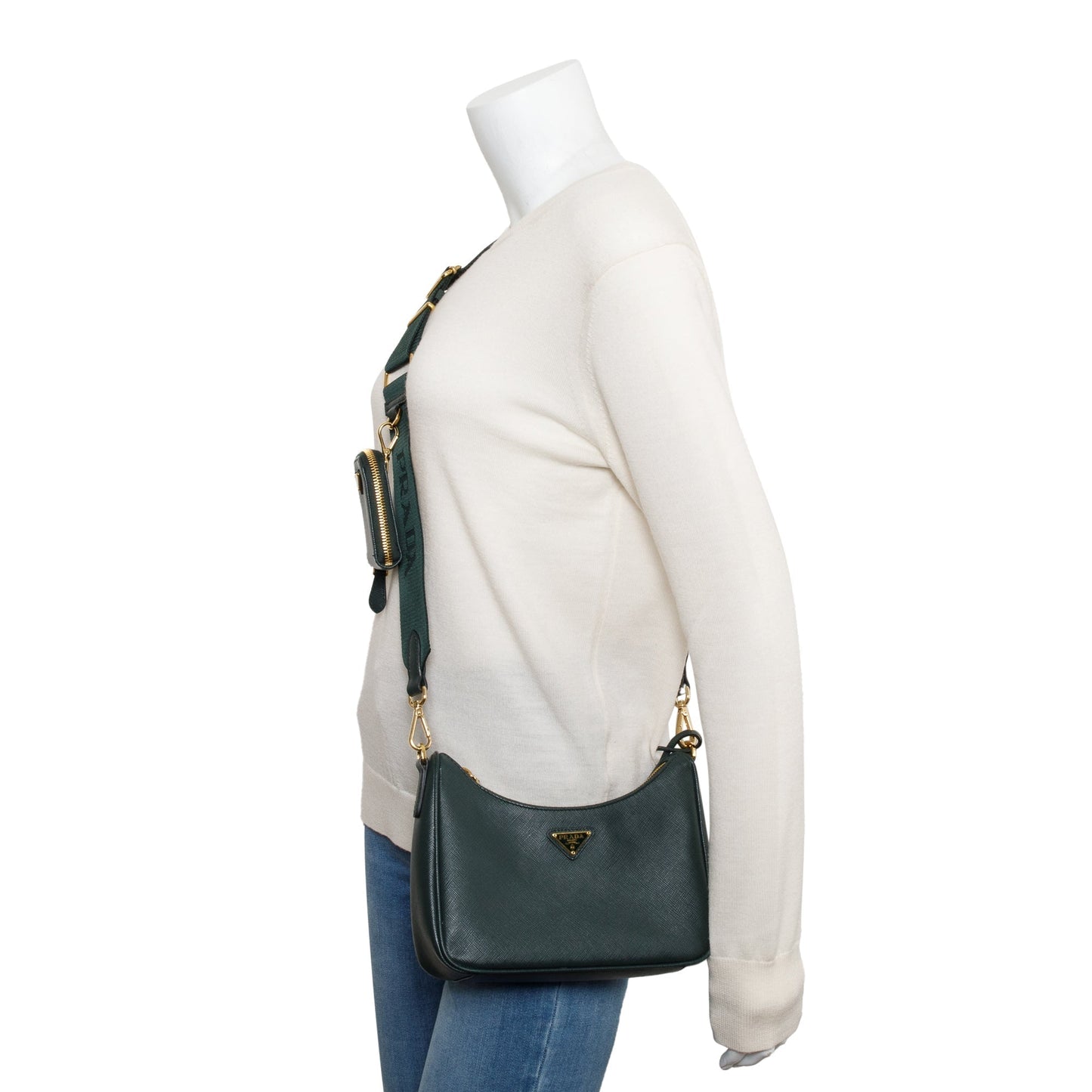 Prada Saffiano Re Edition Shoulder Bag Leather Green