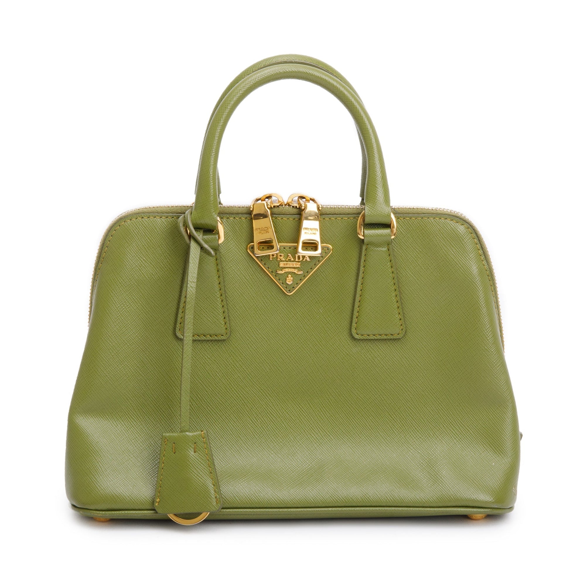 Prada Saffiano Lux Promenade Tote Handbag Green Small Tote Bag