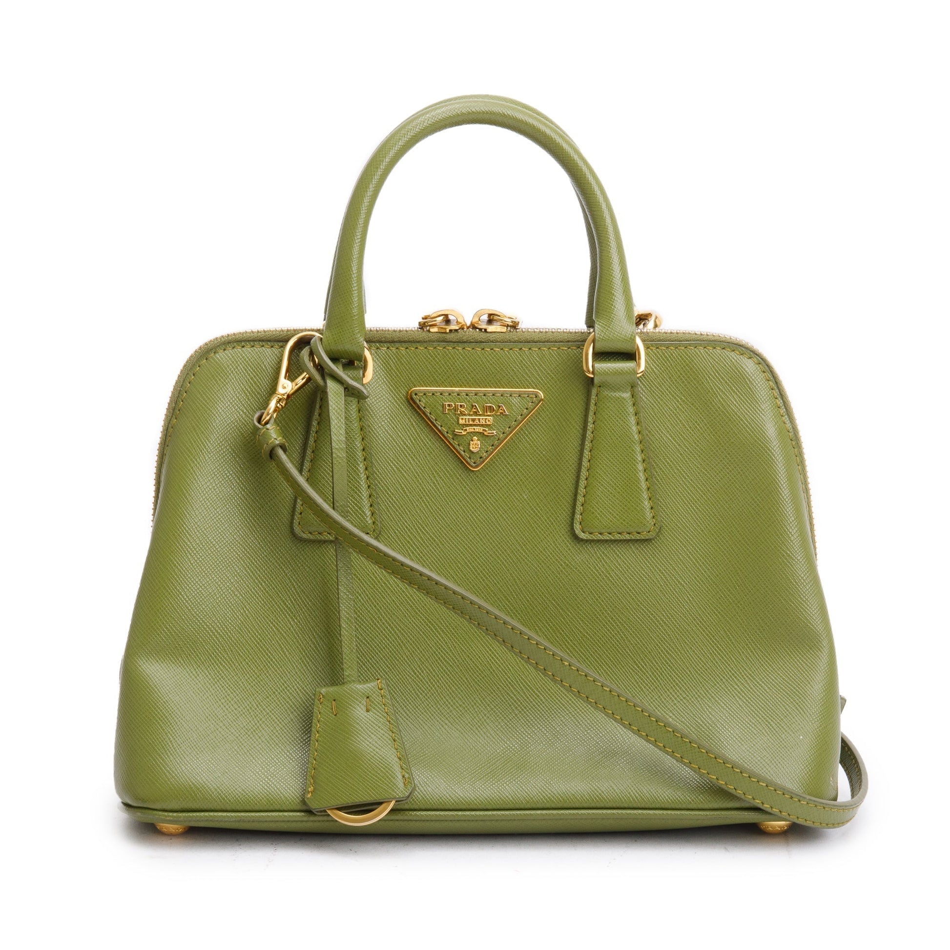 Prada Saffiano Lux Promenade Tote Handbag Green Small Tote Bag