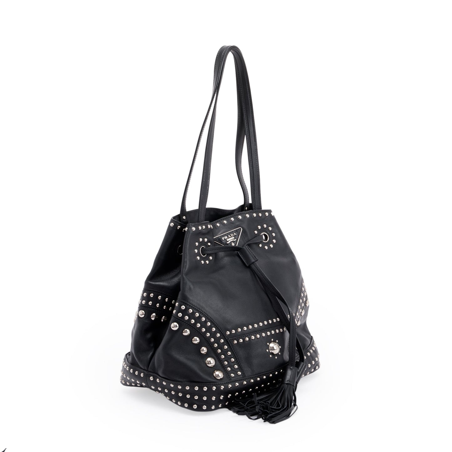 Prada Grommet Embellished City Calf Bag Bucket Bucket Bag