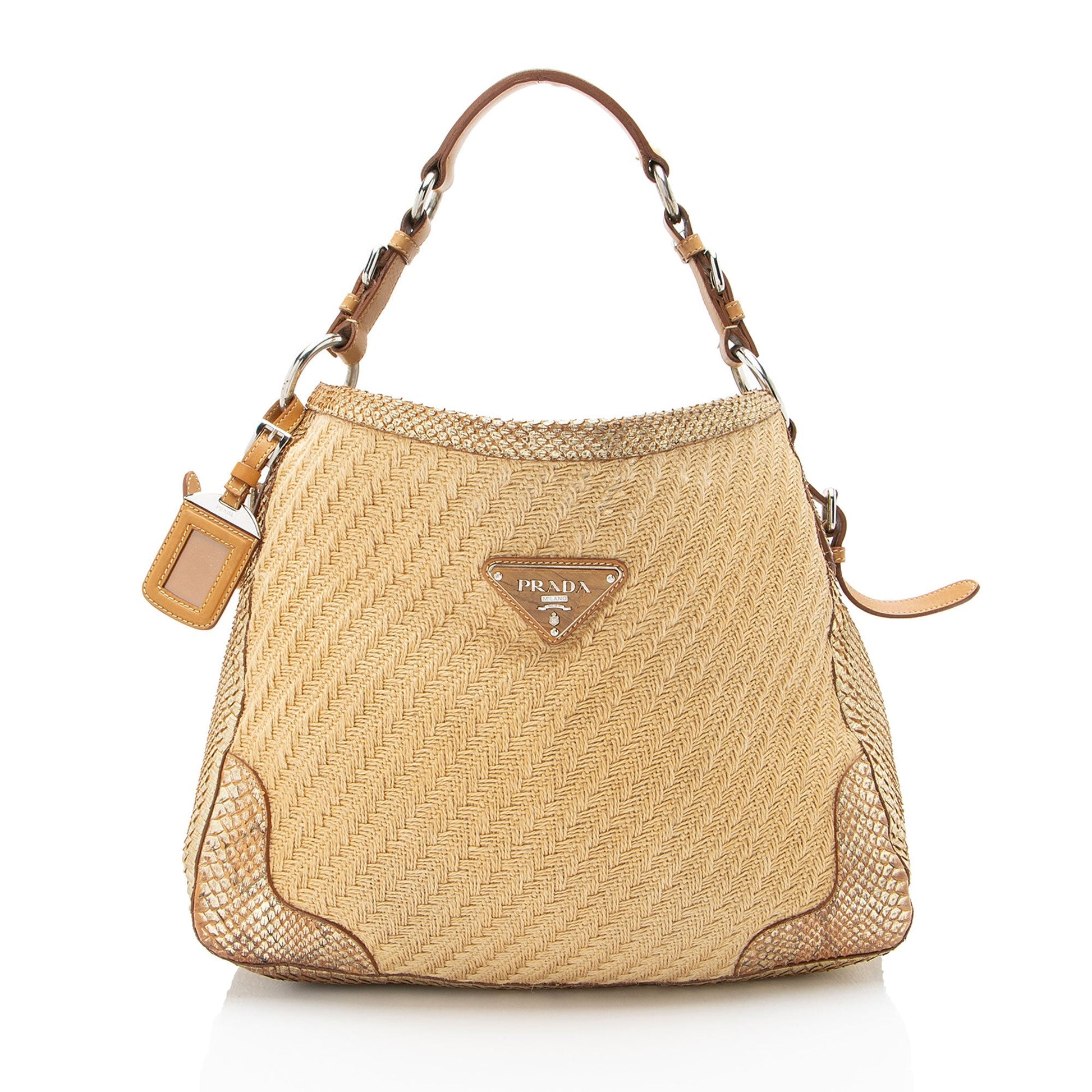Prada Jute Metallic Hobo Python Shoulder Bag